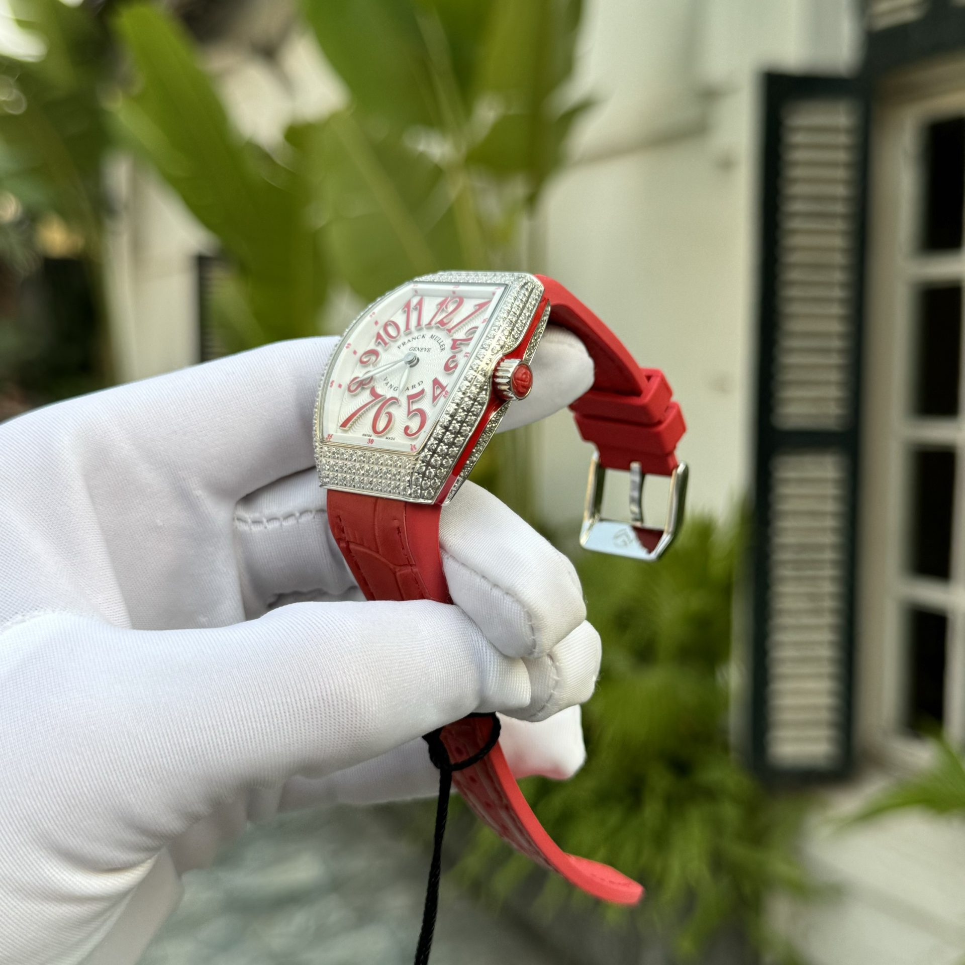 Franck Muller Replica 1:1 Watch V32 with Full Stone Red Dial ABF Factory 32x40mm