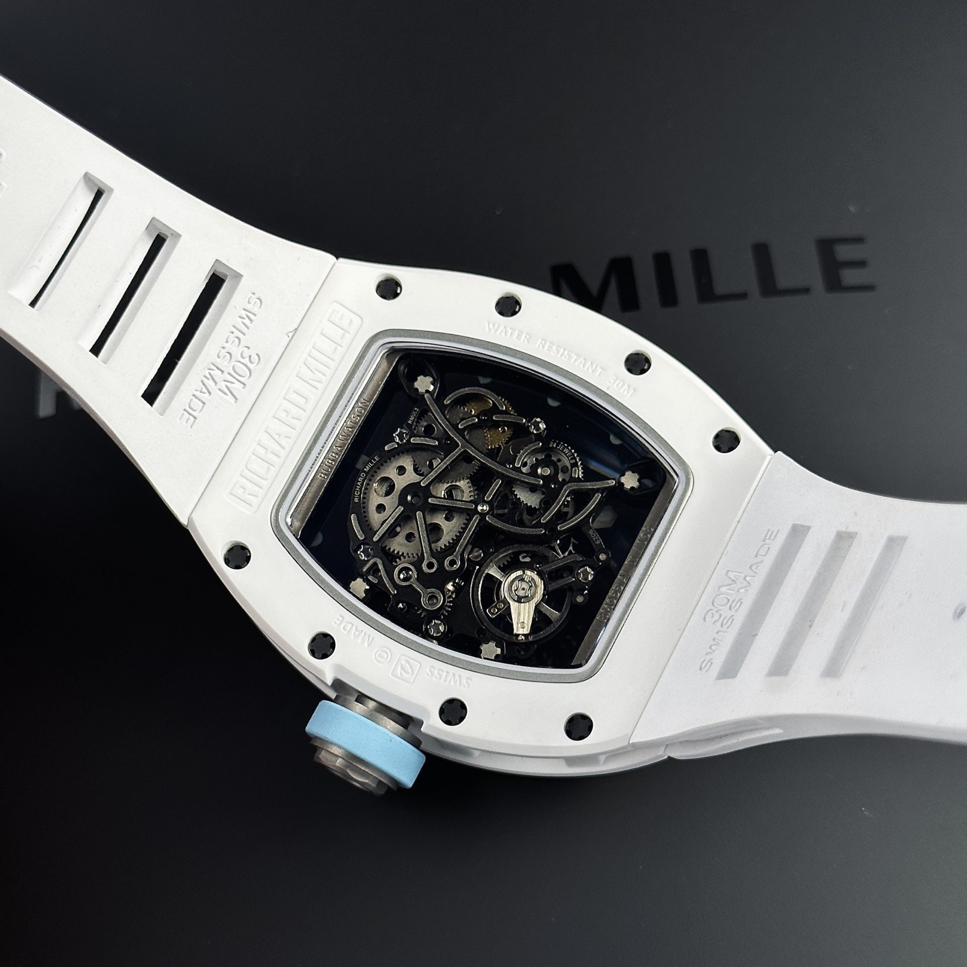 Richard Mille Replica 1:1 Watch RM055 Ceramic Bubba Wasson Blue Factory BBR 45mm