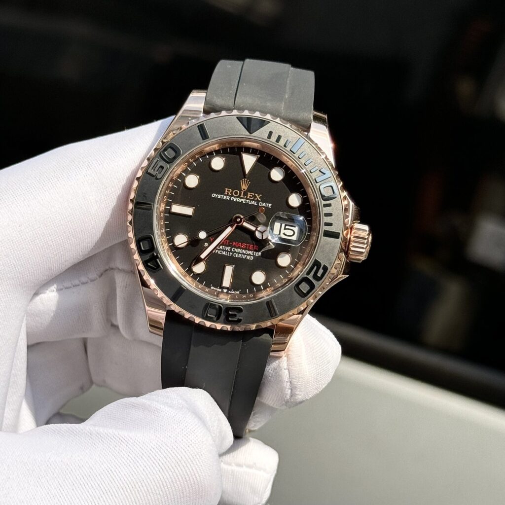Rolex Yacht-Master Replica 11 Watch Gold Wrapped Black Dial 40mm