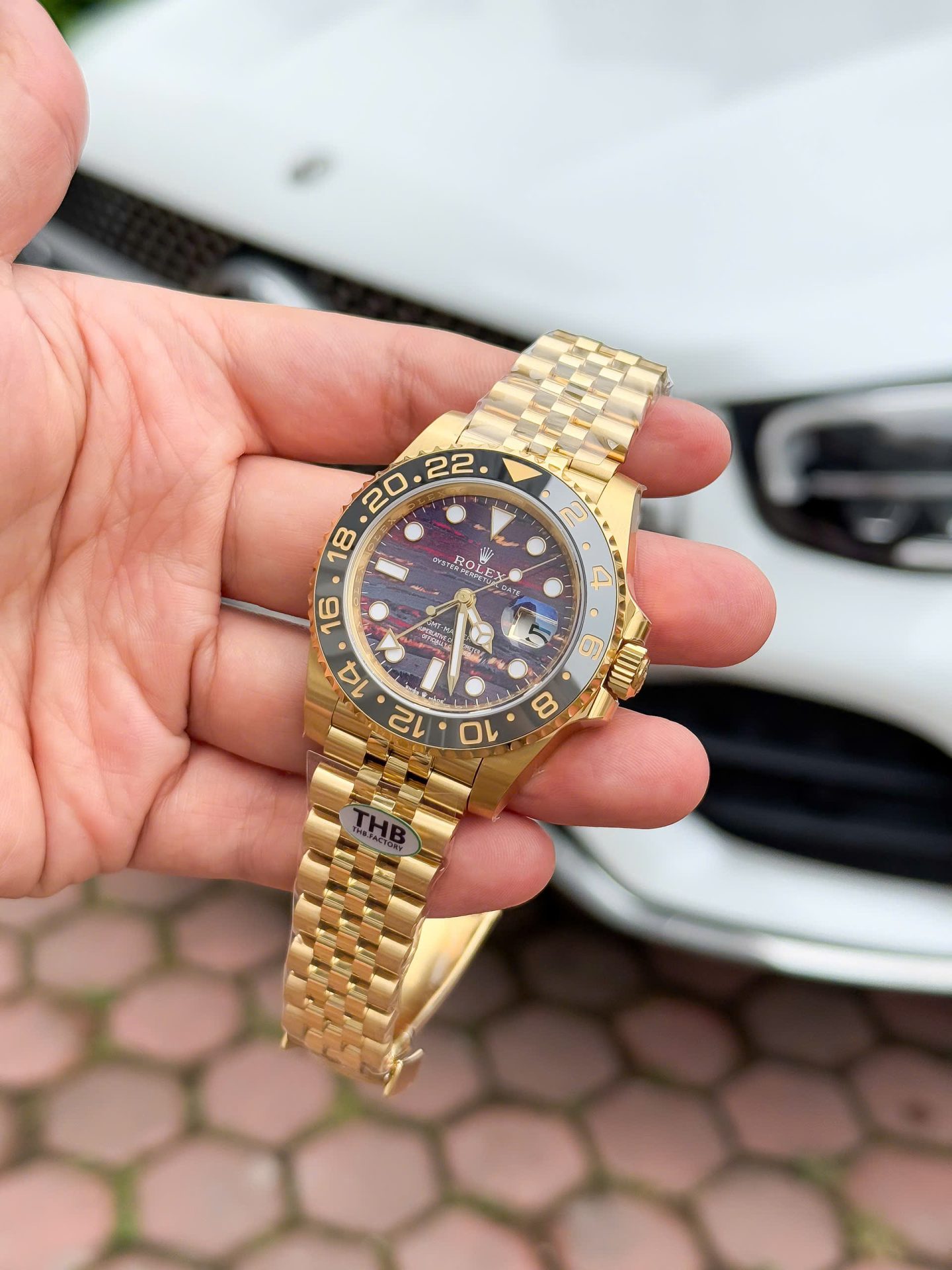 Rolex GMT Master II Tiger Eye Ttone Dial Best Replica Watches Jubilee Strap THB Factory 40mm