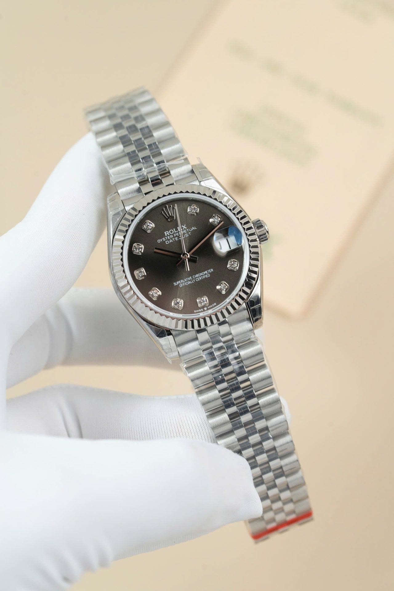 Rolex DateJust Lady Fake Watches Dial Gray Jubilee Strap 31mm