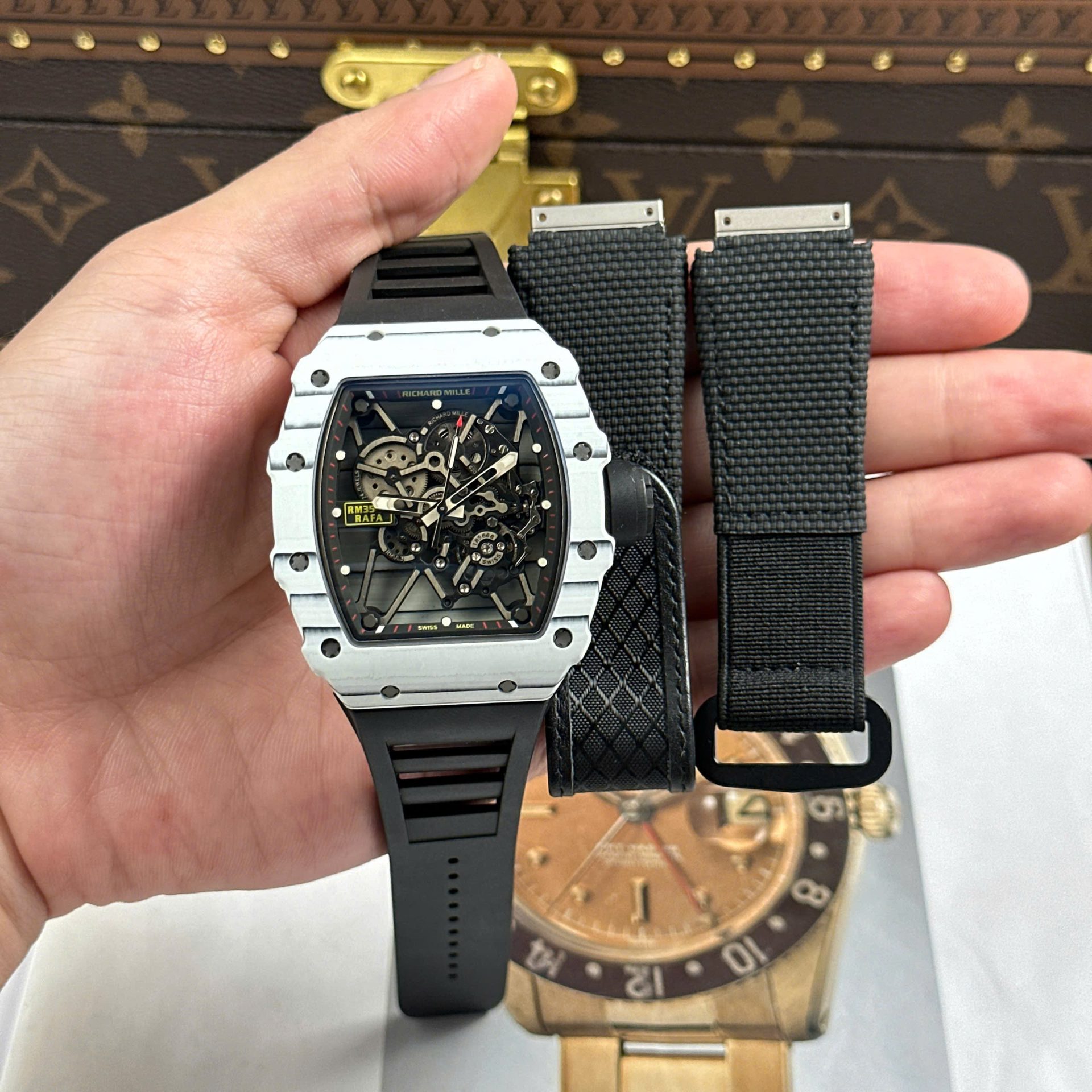 Richard Mille RM35-01 Rafael Nadal Replica Watches White Carbon NTPT ZF Factory 49,9x43mm