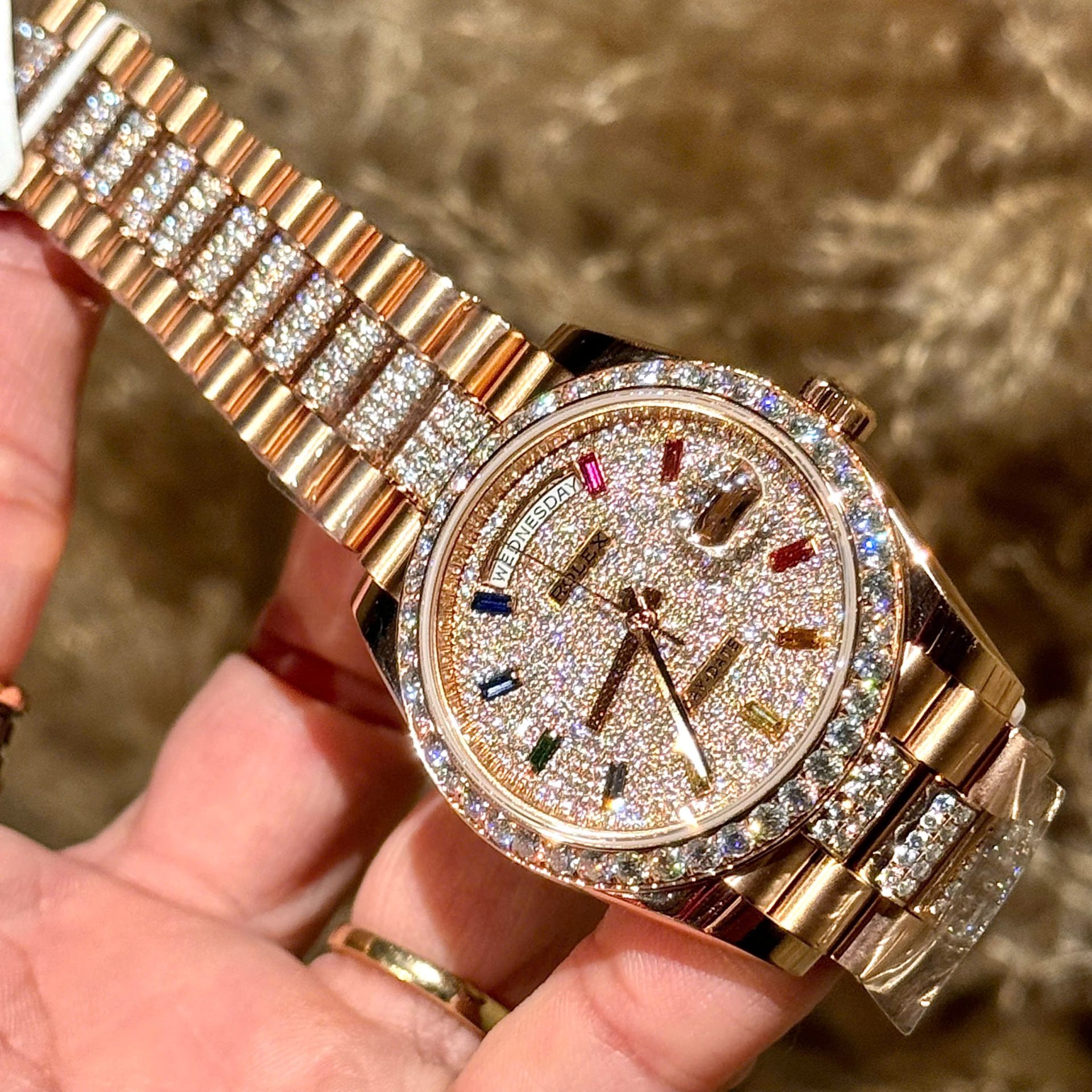 Rolex Day-Date Replica Watches Custom Moissanite Diamonds And Gold Wrapped 40mm