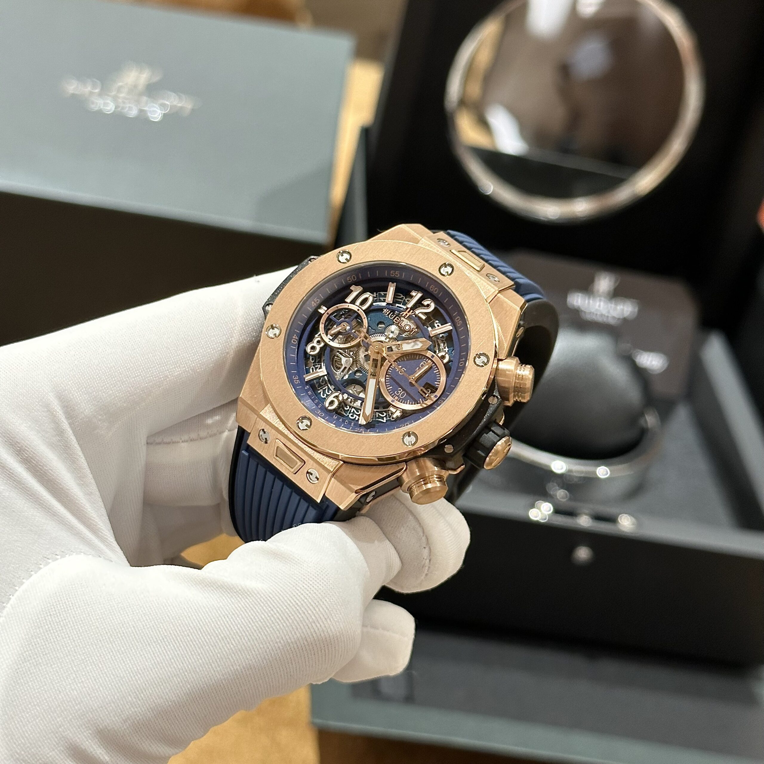 Hublot Replica 1:1 Watch Big Bang Unico King Gold Blue 44mm