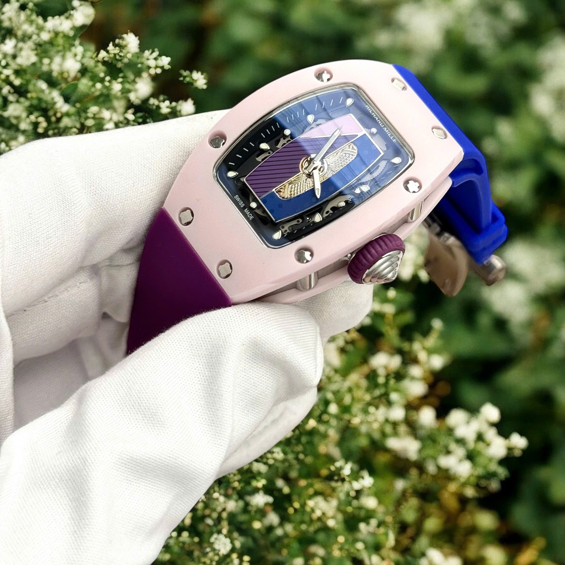 Richard Mille Best Replica Watches RM07-01 Pastel Pink Rubber Strap Women s Automatic 36mm