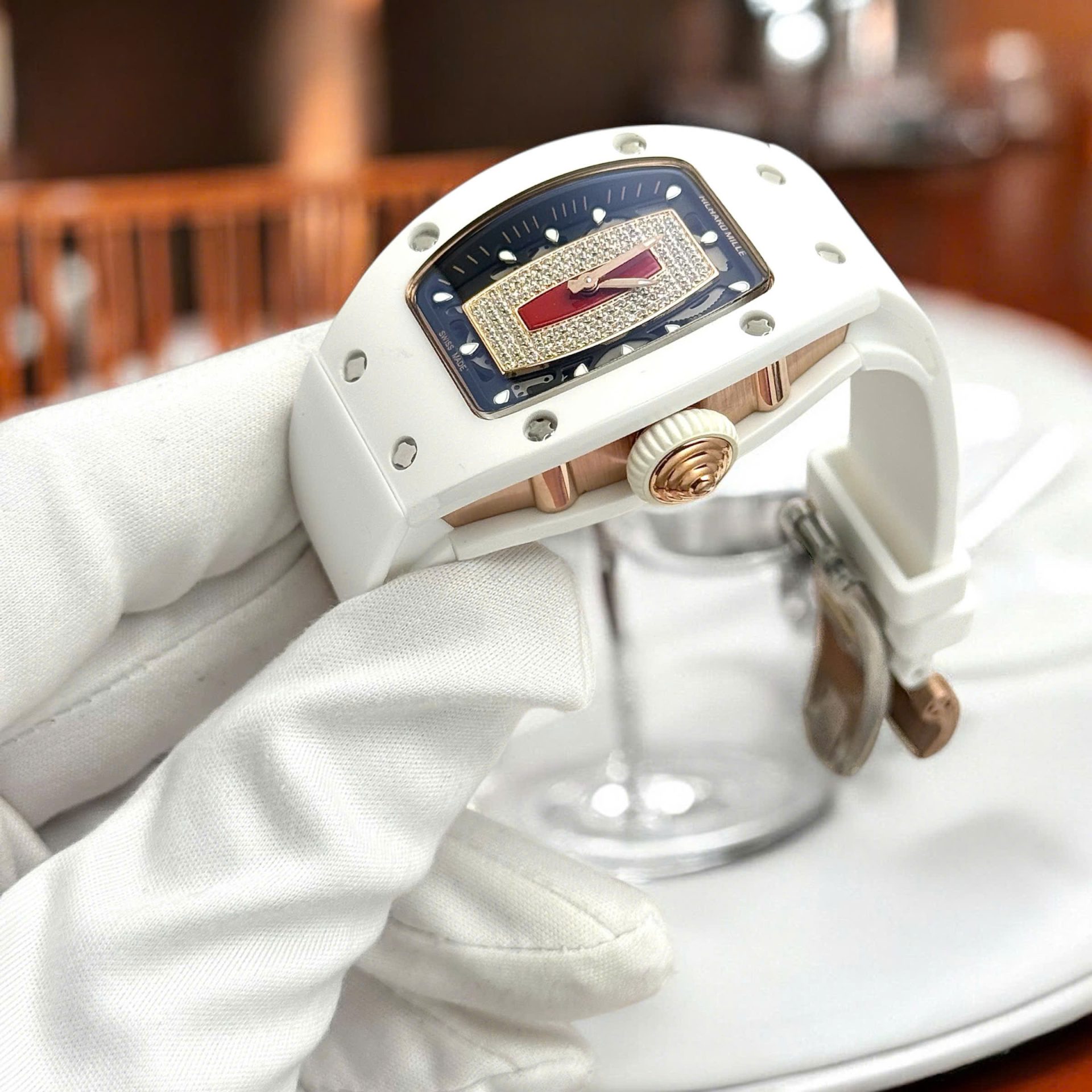 Richard Mille Super Clone Watches RM07 White Ceramic Women s Automatic Swiss Movement 36mm