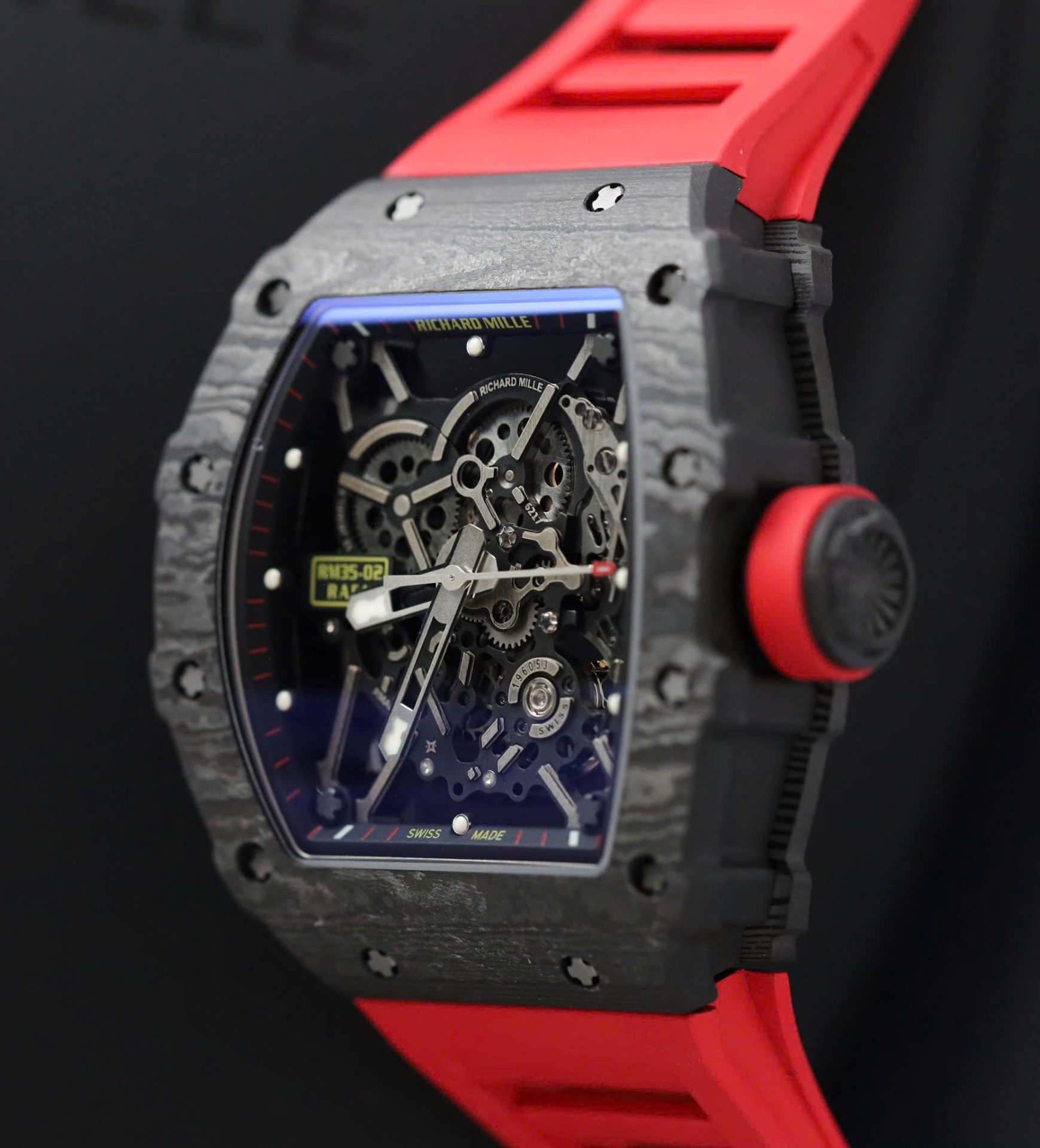 Richard Mille Rm35-02 Red Imitation Watches Carbon Super Light 77 GRams ZF Factoy 44mm