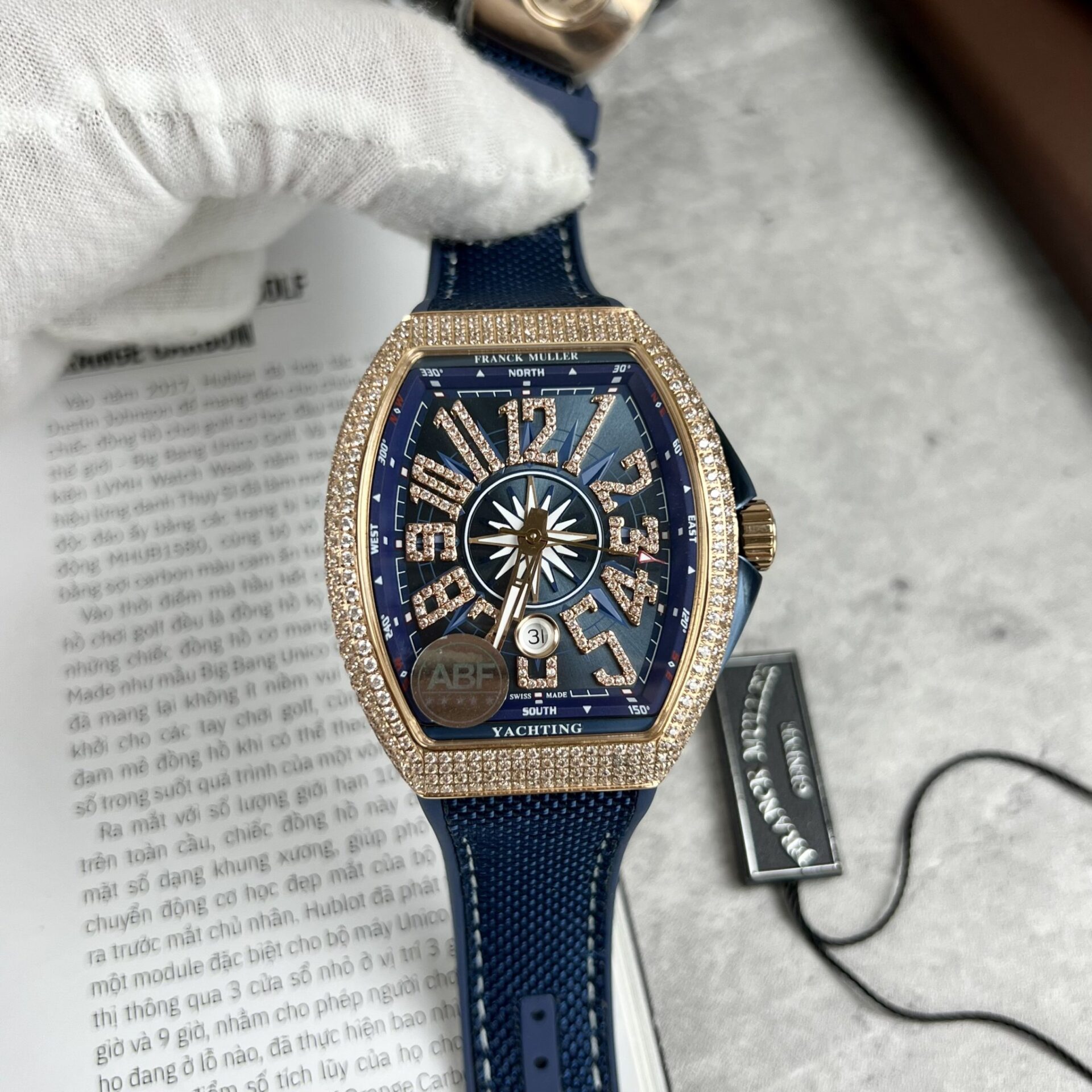 Franck Muller Replica 11 Watch V45 Blue Dial Rose Gold Case 45mm