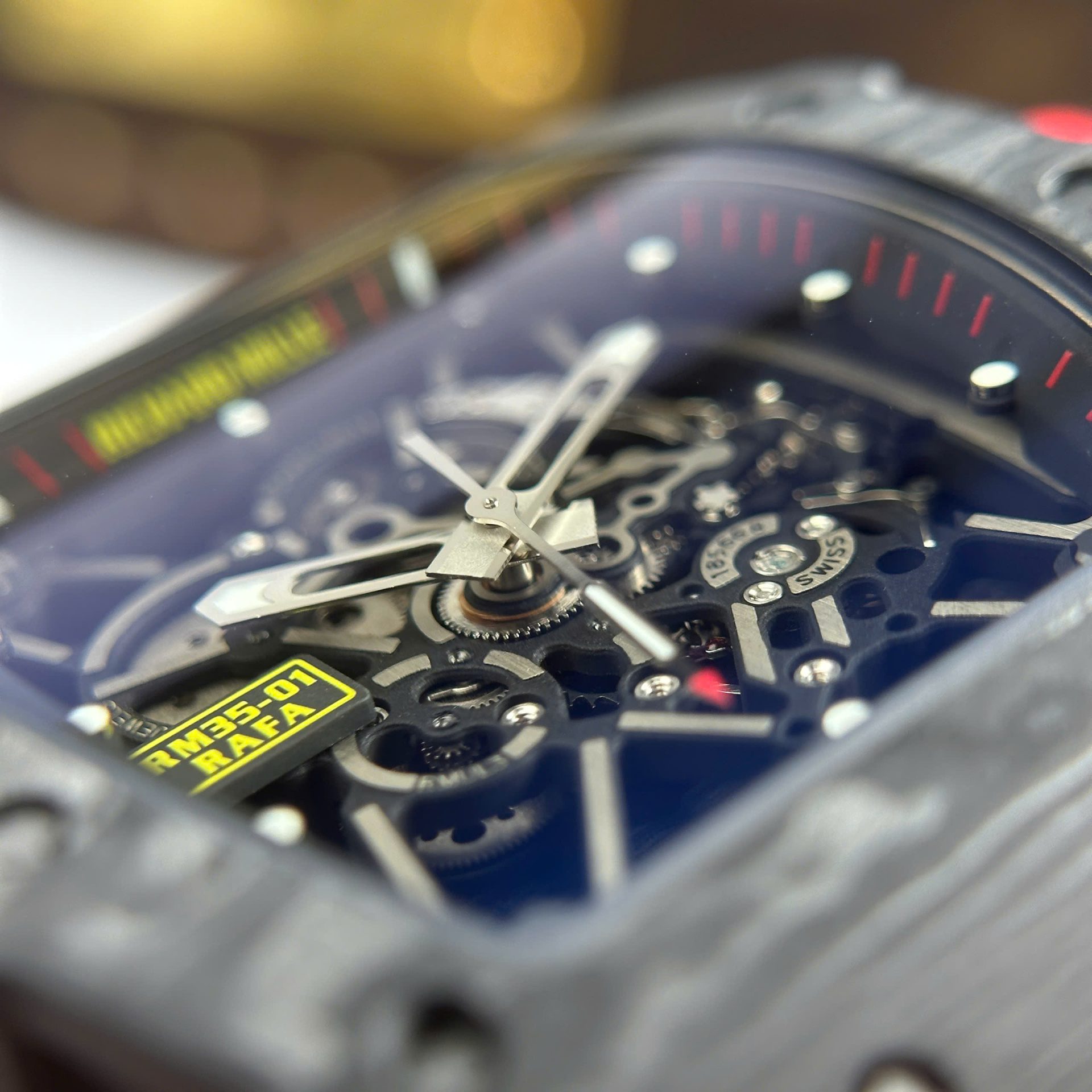 Richard Mille RM35-01 Rafael Nadal Carbon NTPT Copies Watches Red Rubber Strap ZF Factory 49,9x43mm