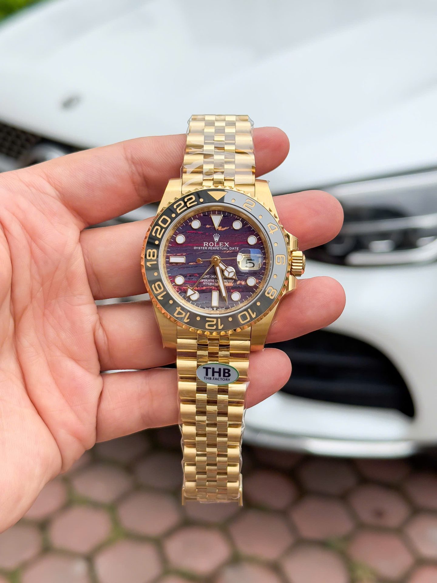 Rolex GMT Master II Tiger Eye Ttone Dial Best Replica Watches Jubilee Strap THB Factory 40mm
