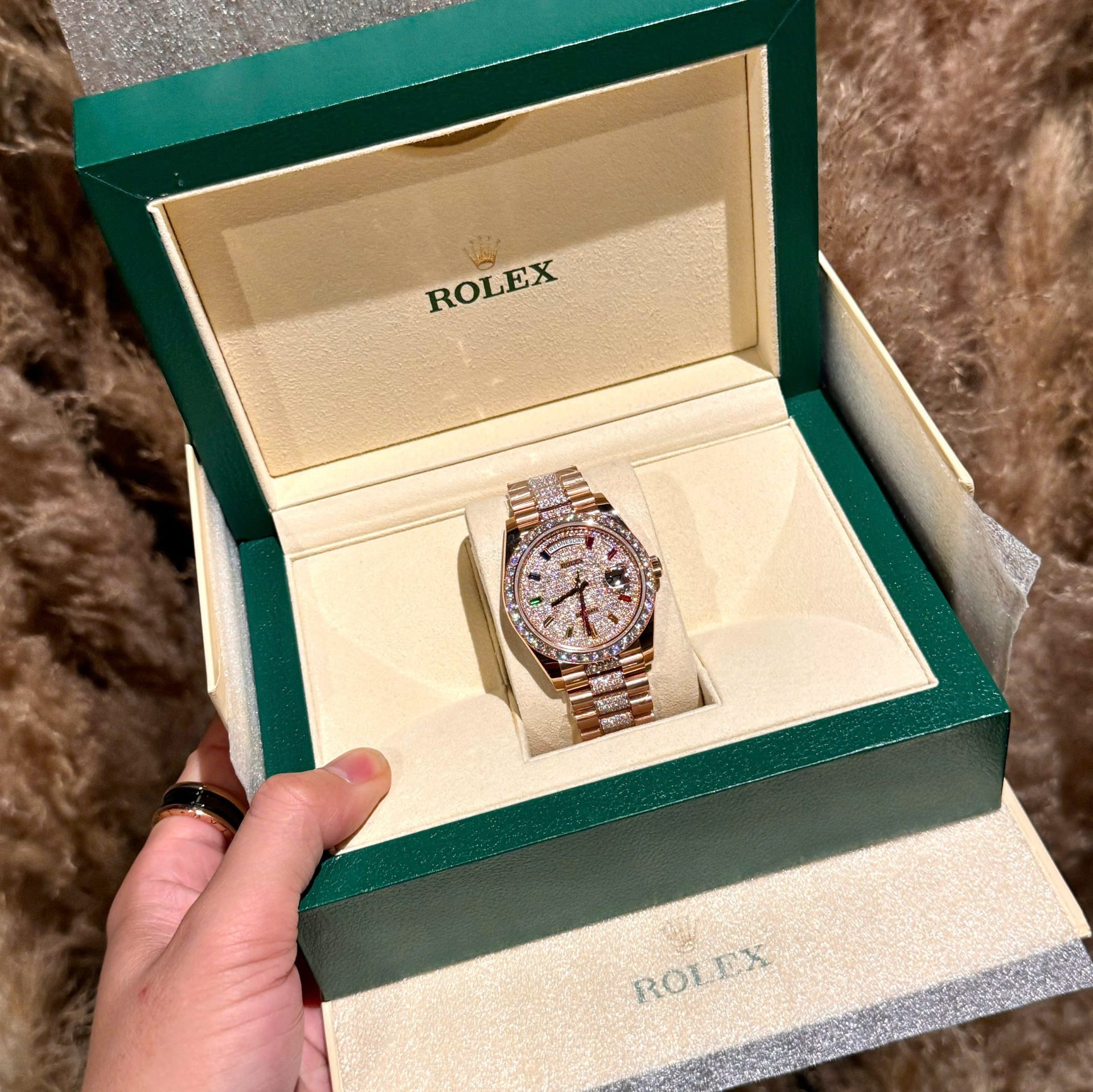 Rolex Day-Date Replica Watches Custom Moissanite Diamonds And Gold Wrapped 40mm