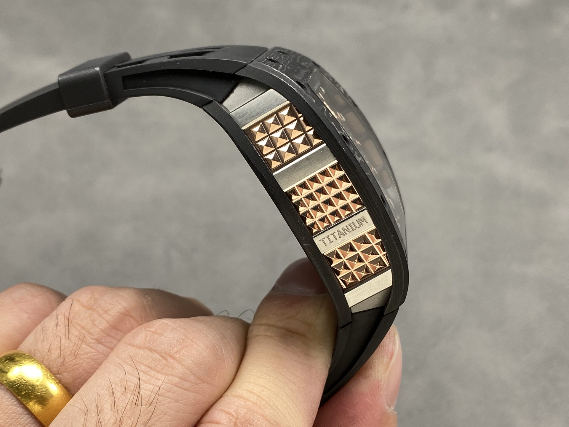 Richard Mille Replica 11 Watch RM66 Ultra Light Carbon Rose Gold Wrapped Refine 42.7mm