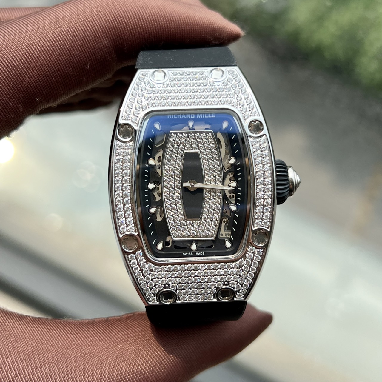 Richard Mille Replica 11 Watch RM007 Women s with Stone Rubber Strap 36mm