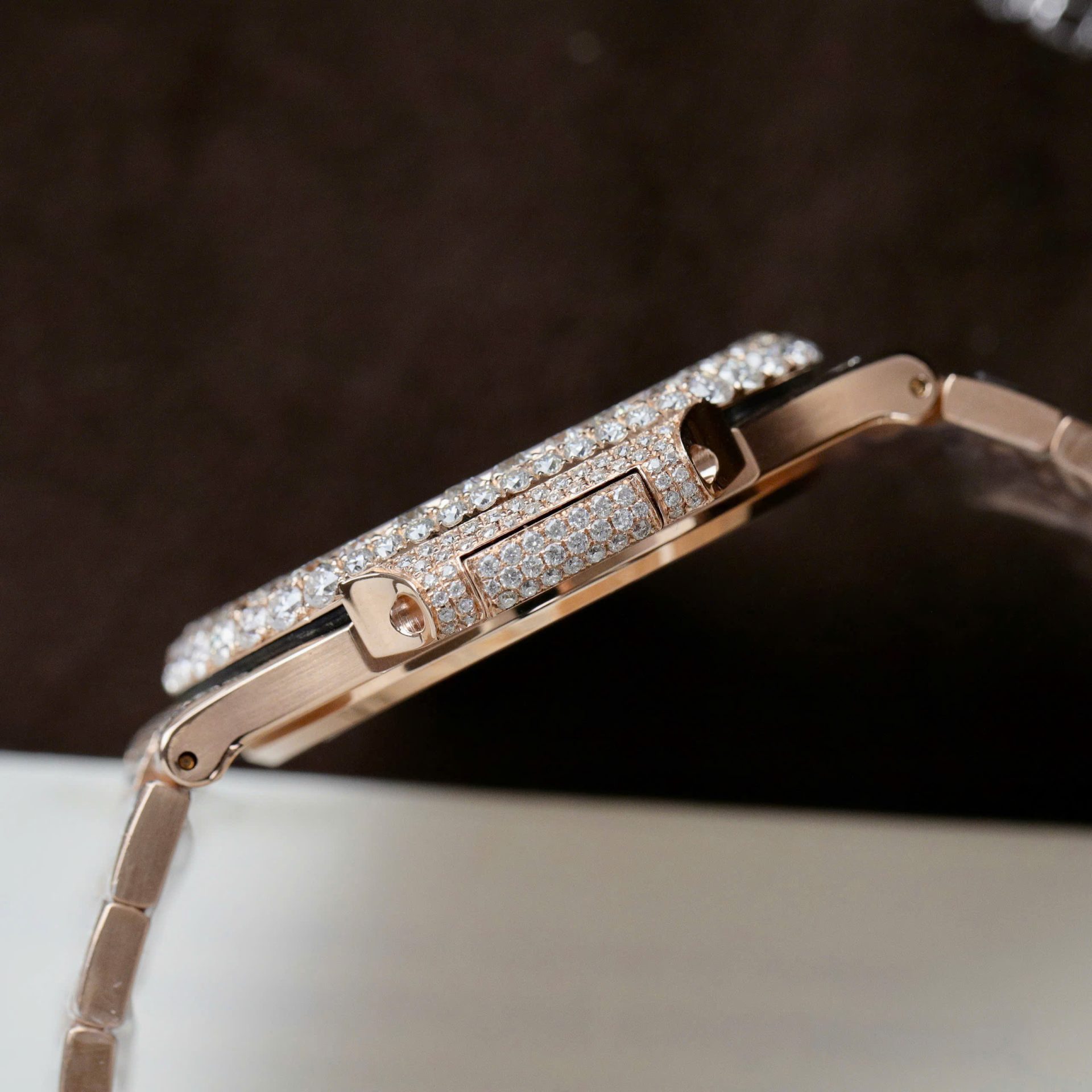 Patek Philippe Nautilus 5711 Replica Watch Gold Wrapped + Moissanite Diamonds Hong Kong Custom 40mm