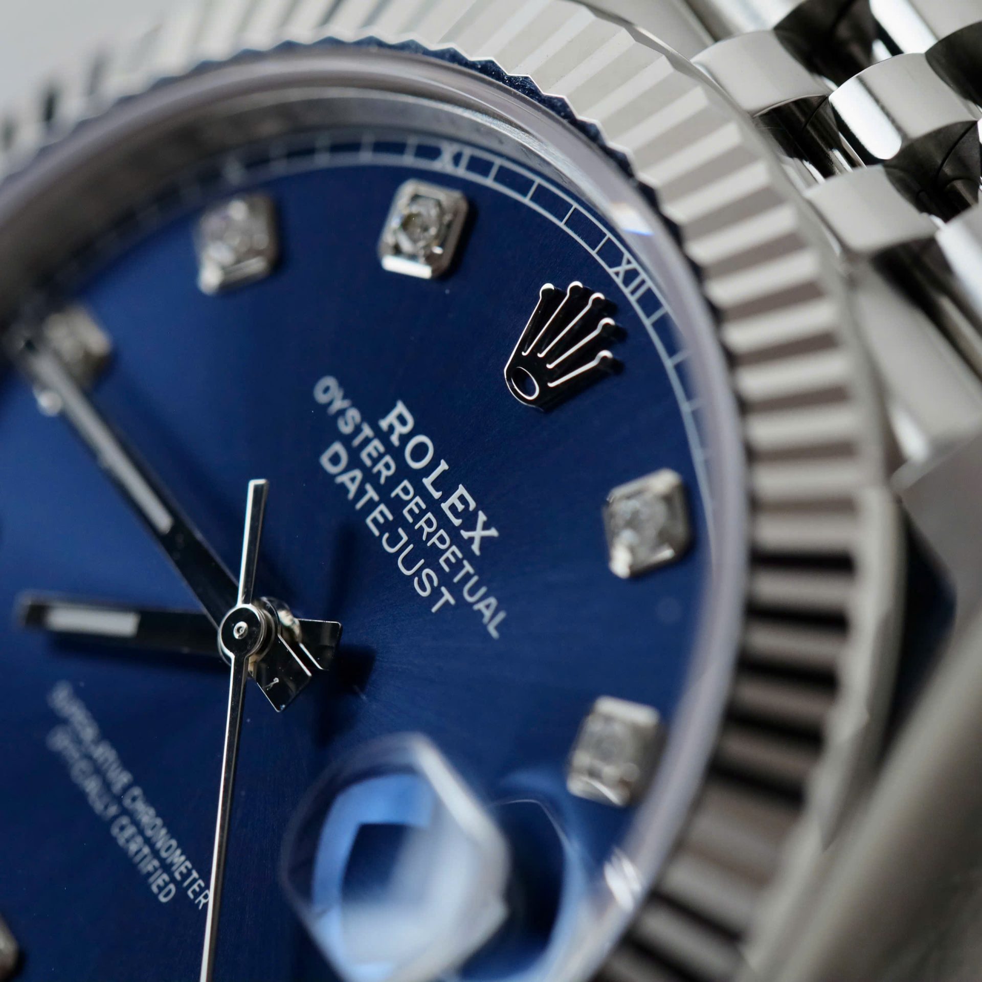 Rolex DateJust Knock Off Watches Blue Dial Moissanite Diamonds Clean Factory 41mm