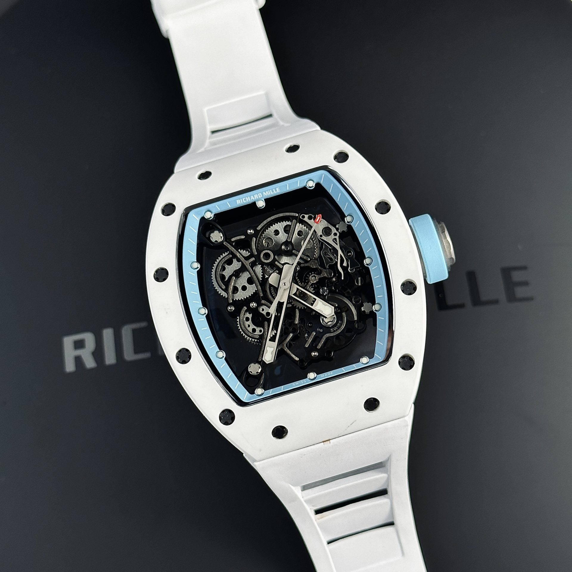 Richard Mille Replica 1:1 Watch RM055 Ceramic Bubba Wasson Blue Factory BBR 45mm