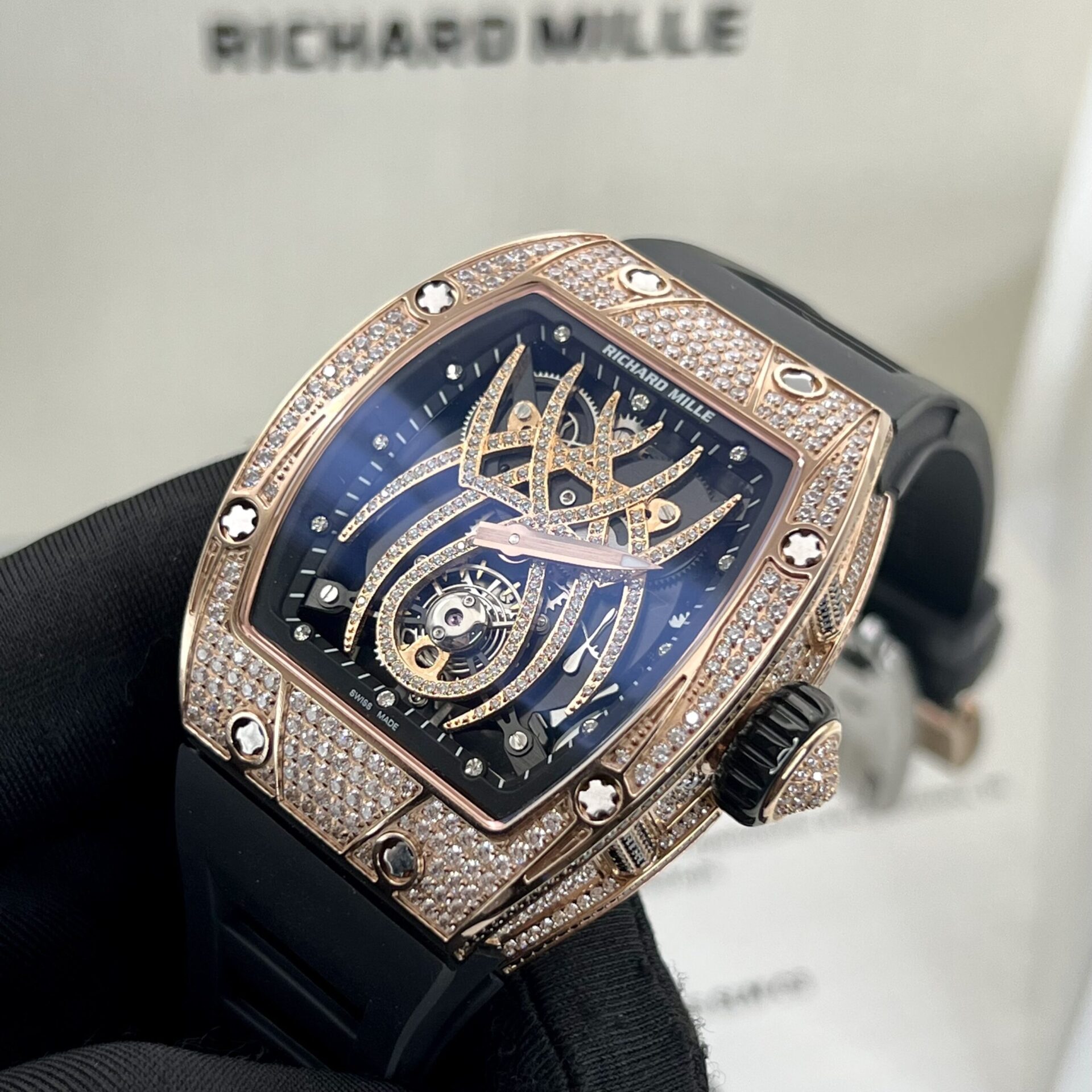 Richard Mille RM 19-01 Rose Gold With Diamonds Replica 11 Watch Spider 42MM
