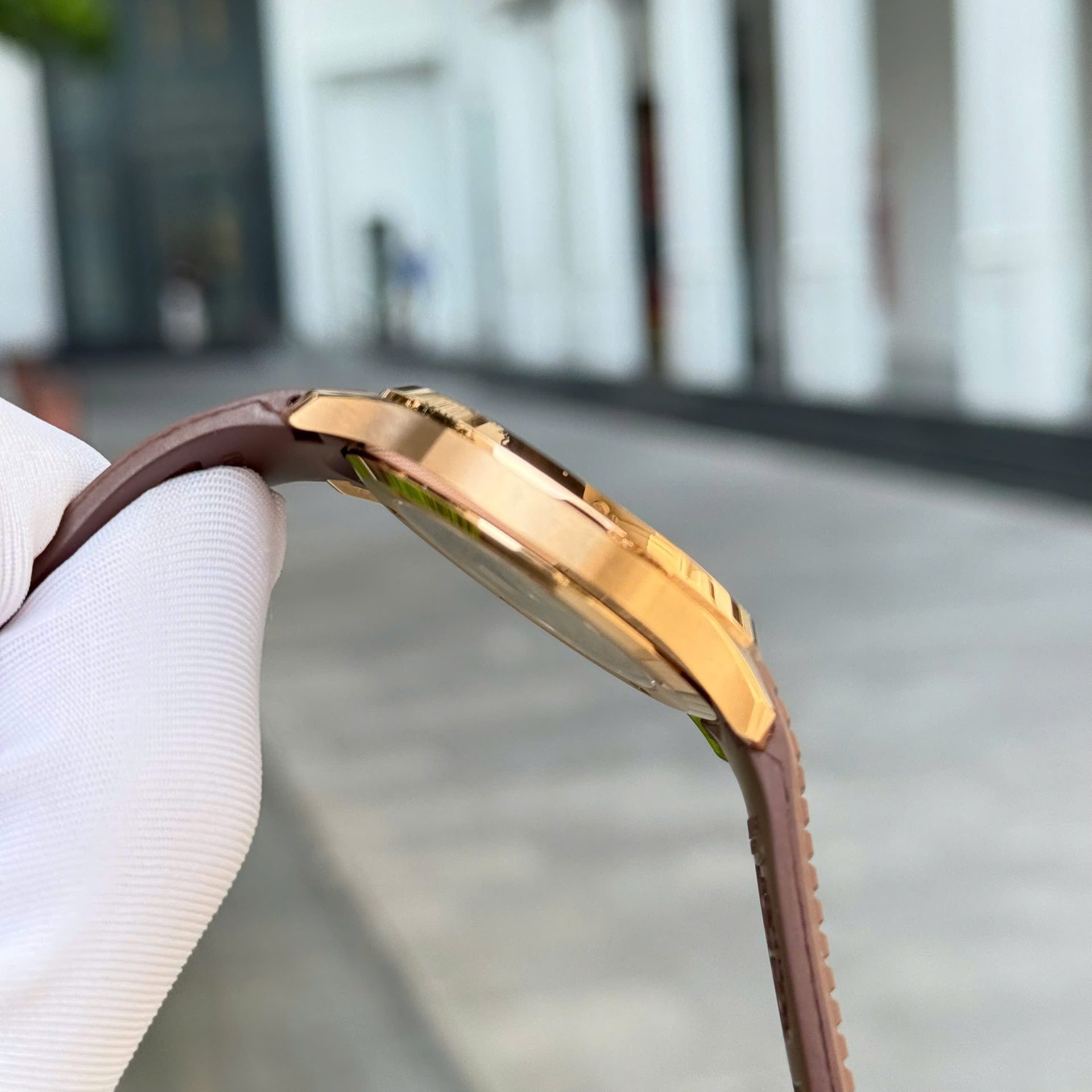 Patek Philippe Aquanaut 5167 Rose Gold Fake Watches Brown Dial Rubber Strap Custom BBF Factory 40mm