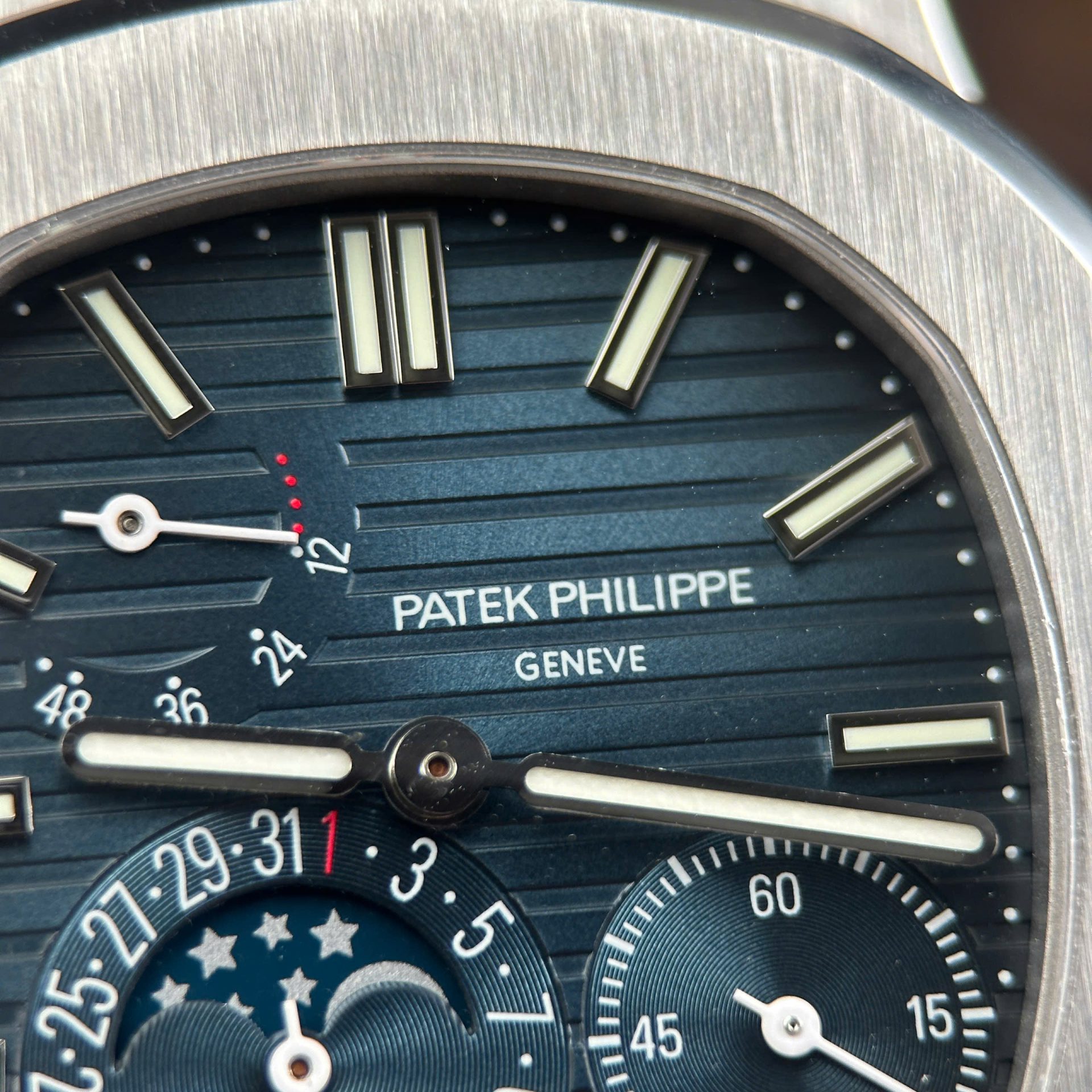 Patek Philippe Nautilus 5712 Copies Watches Blue Dial Leather Strap PPF Factory Version 3 40mm