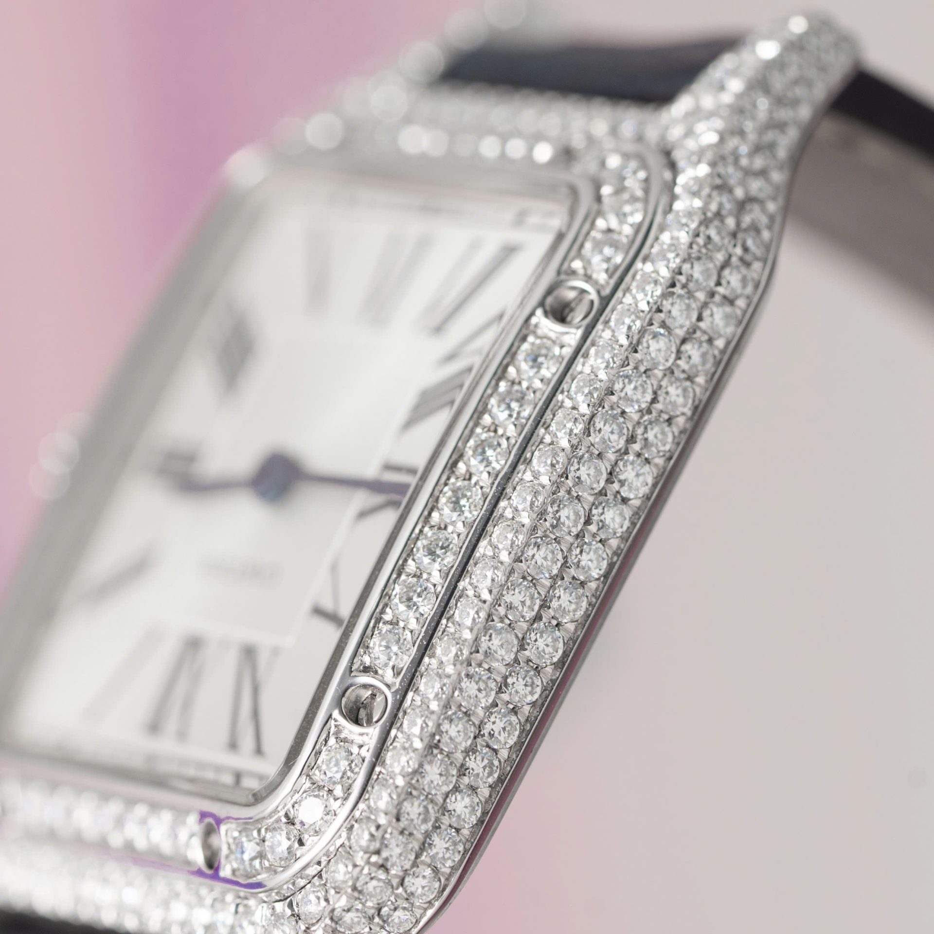 Cartier Replica 1:1 Watch Santos Dumont Large With Full Moissanite Diamond Hong Kong 42mm