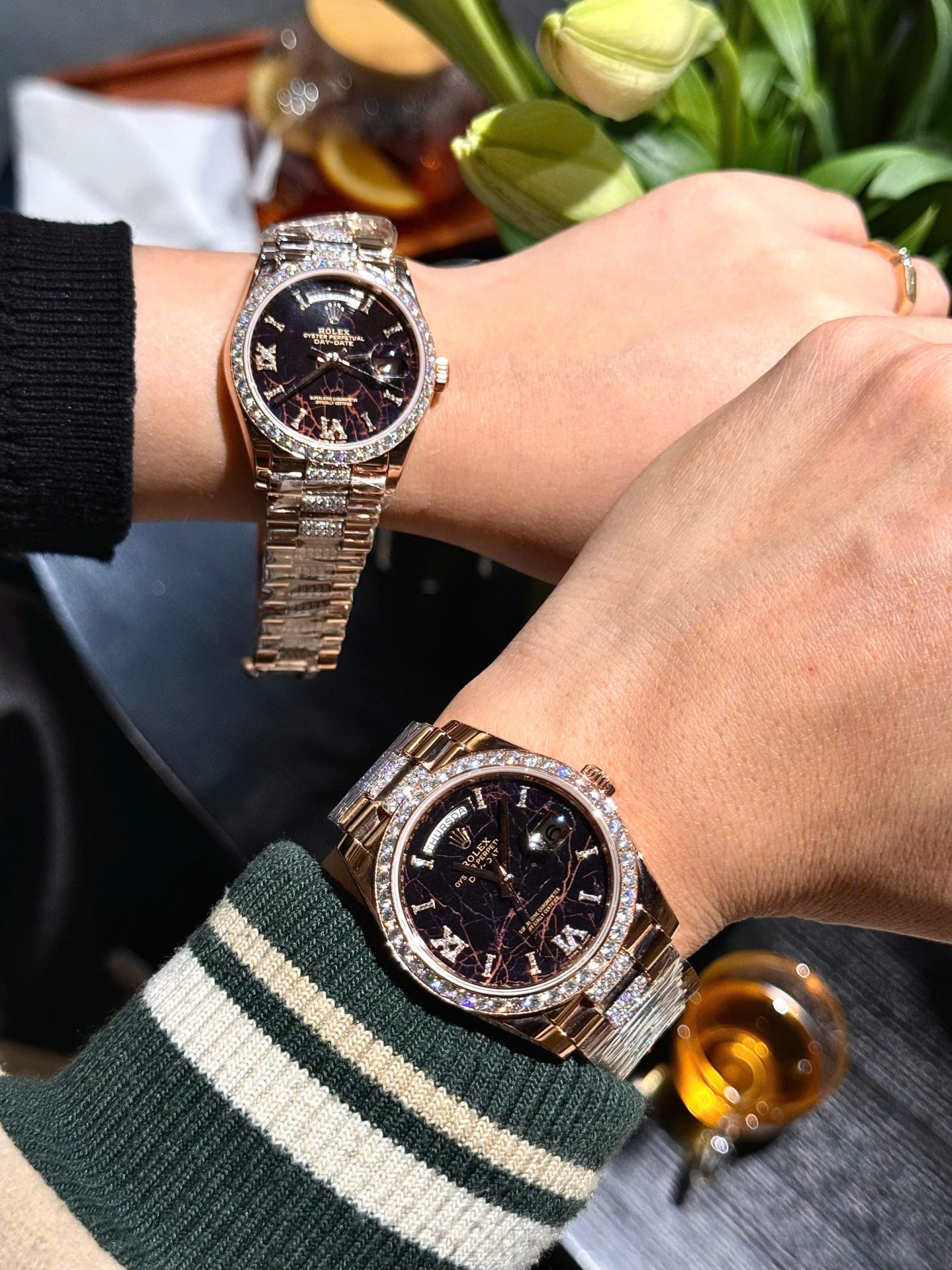 Rolex Day-Date Replica Watch Meteorite Dial Custom Moissanite Diamonds Hong Kong 40mm