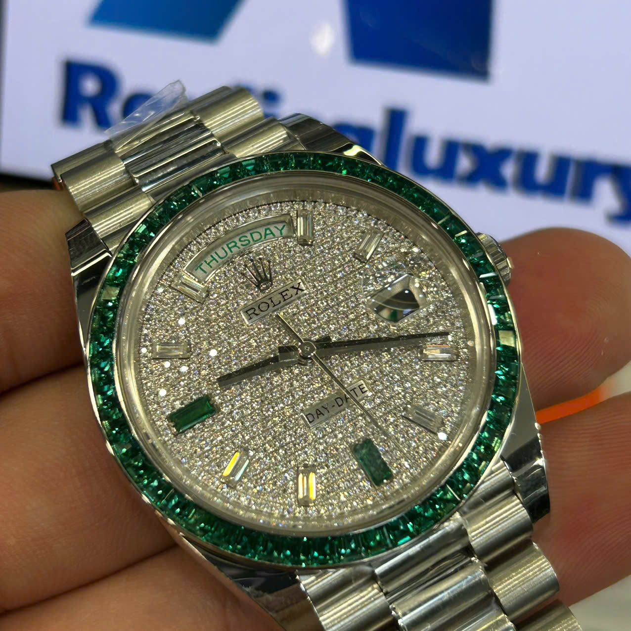 Rolex Day-Date Replica Watches Custom Diamonds Moissanite Weight 200 Grams 40mm