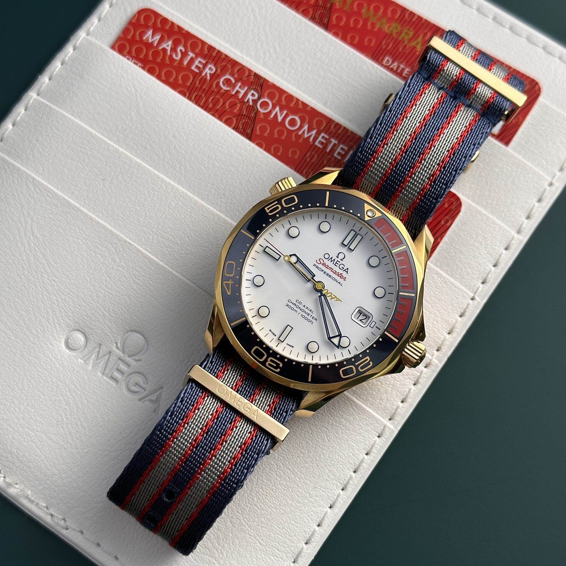 Omega Replica Watch Seamaster Diver 300M 007 Edition Nato Fabric Strap 42mm