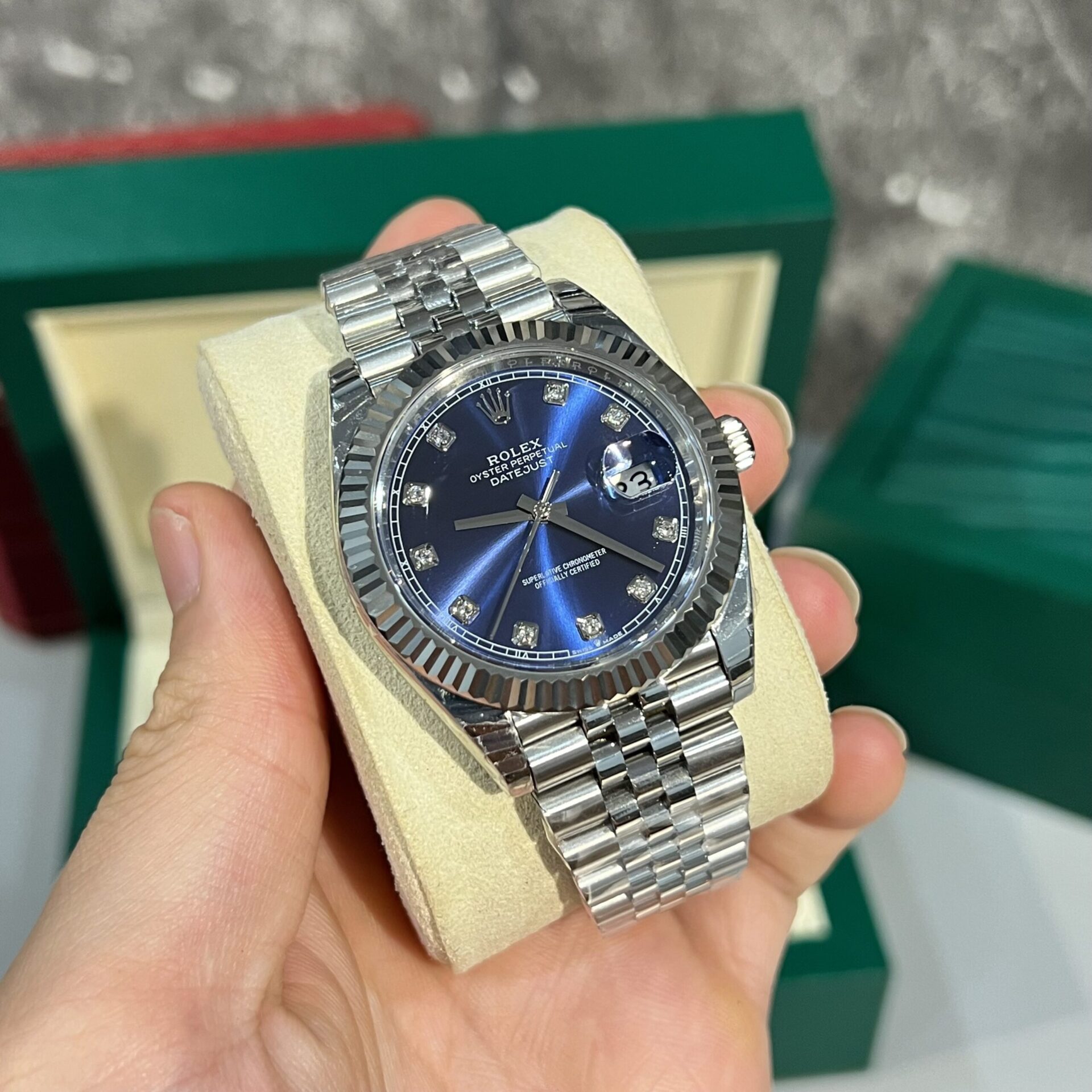 Rolex DateJust Blue Dial Jubilee Strap Rep 11 Watch EW Factory 41mm