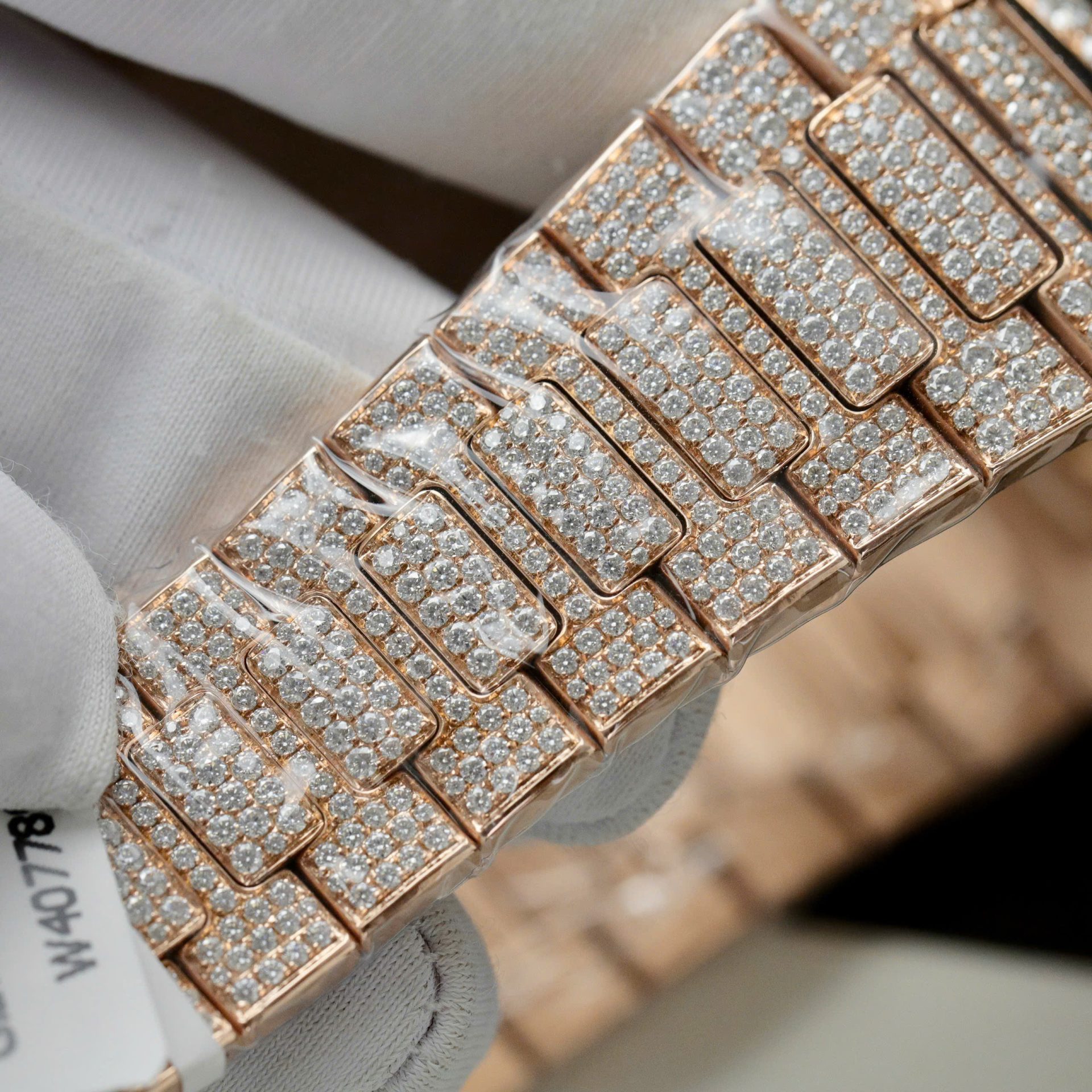 Patek Philippe Nautilus 5711 Replica Watch Gold Wrapped + Moissanite Diamonds Hong Kong Custom 40mm