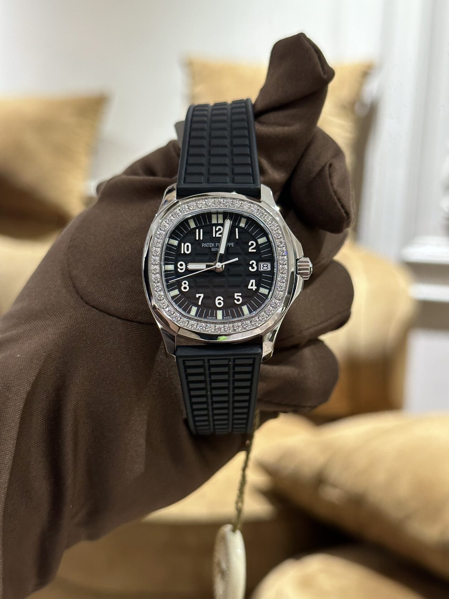 Patek Philippe Aquanaut 5067 Women s Black With Diamond Bezel Replica 1:1 Watch PPF 35.6mm