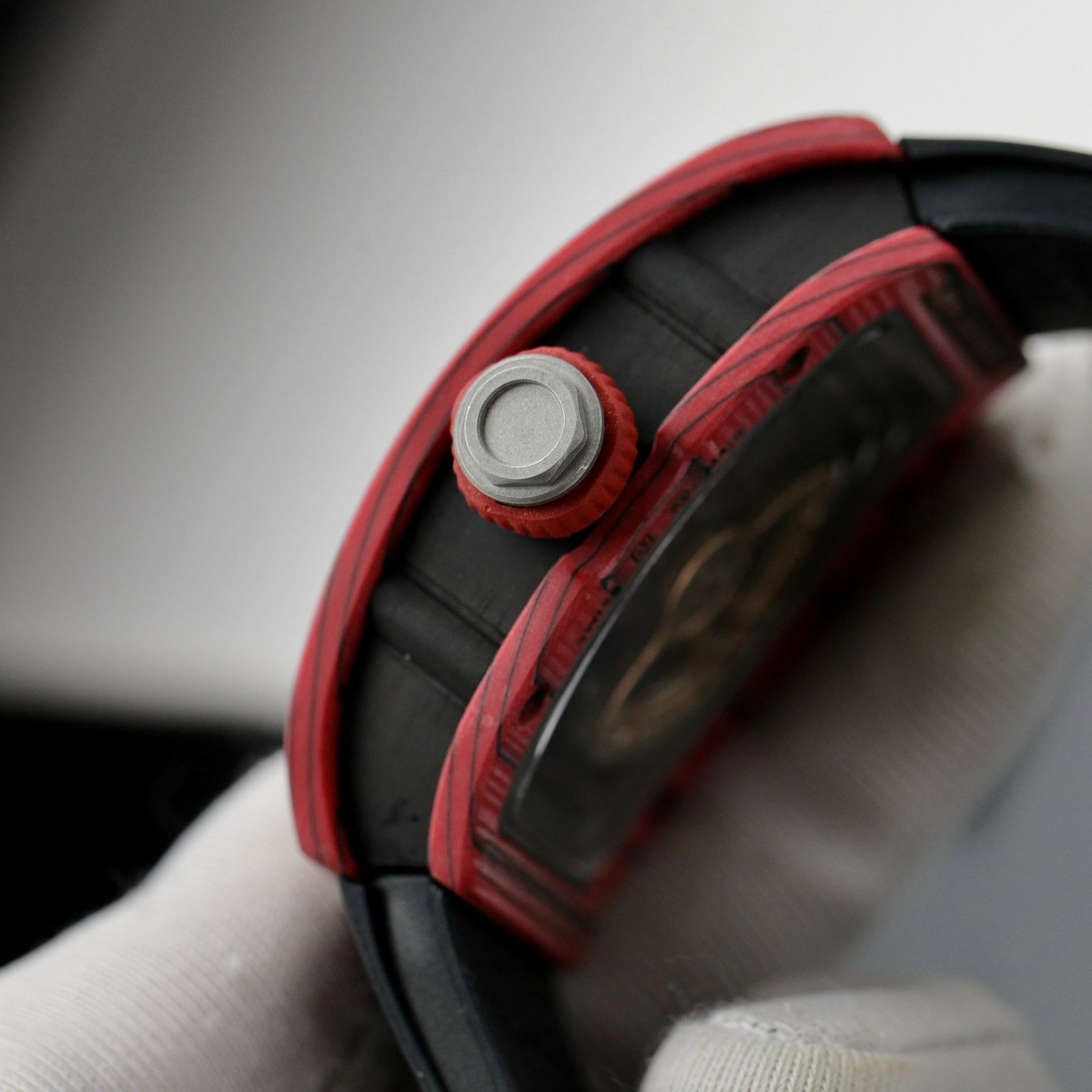 Richard Mille Rep 1:1 Watch RM07 Carbon Red Black Rubber Strap 36mm