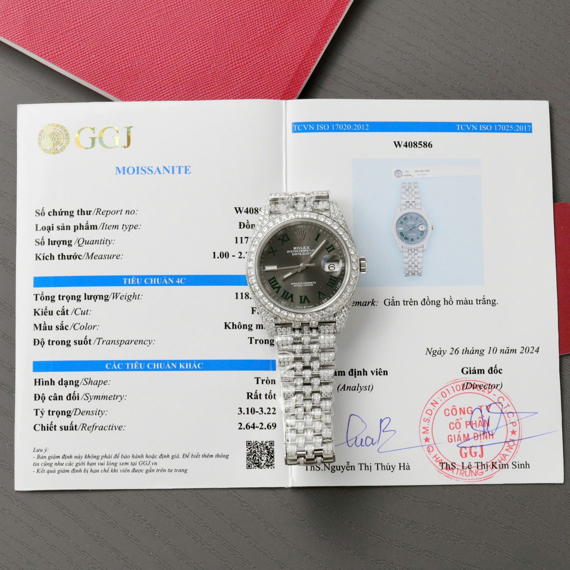 Rolex DateJust Best Copies Watch Dial Wimbledon Encrusted Moissanite Hong Kong 41mm