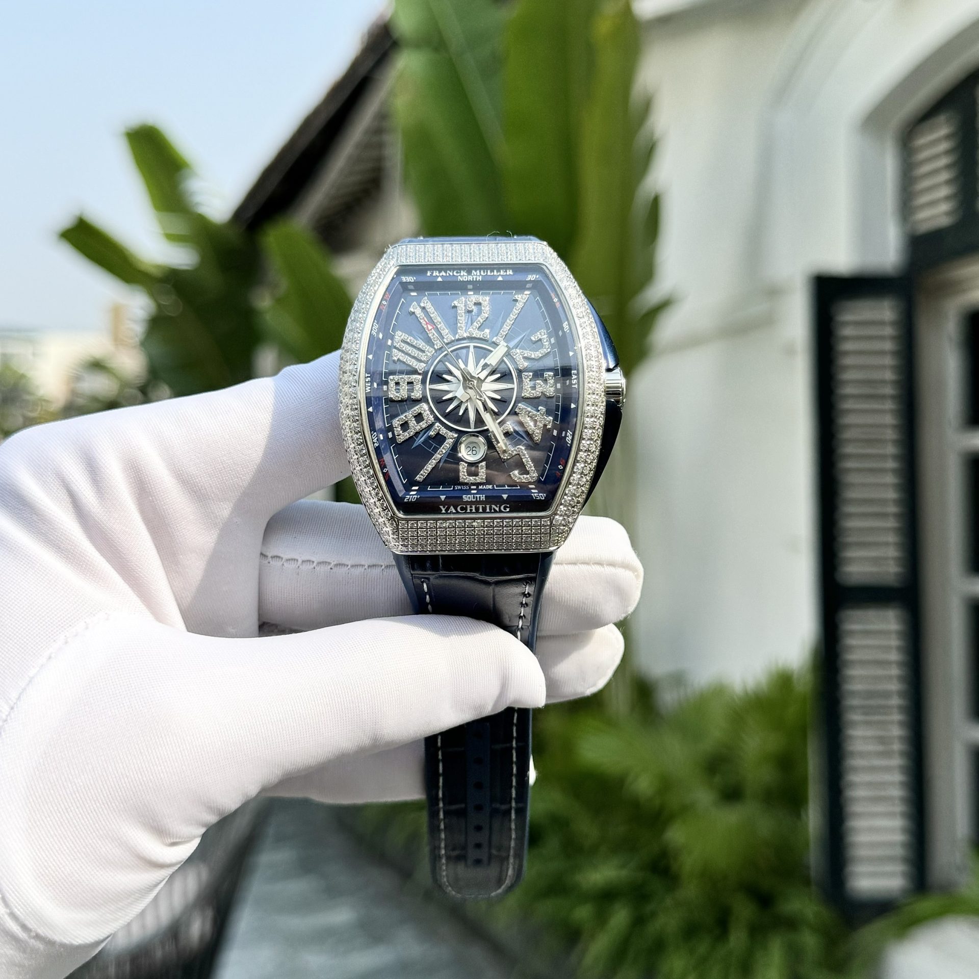 Franck Muller Vanguard V45 Blue Rubber Strap Replica Watch ABF 45mm