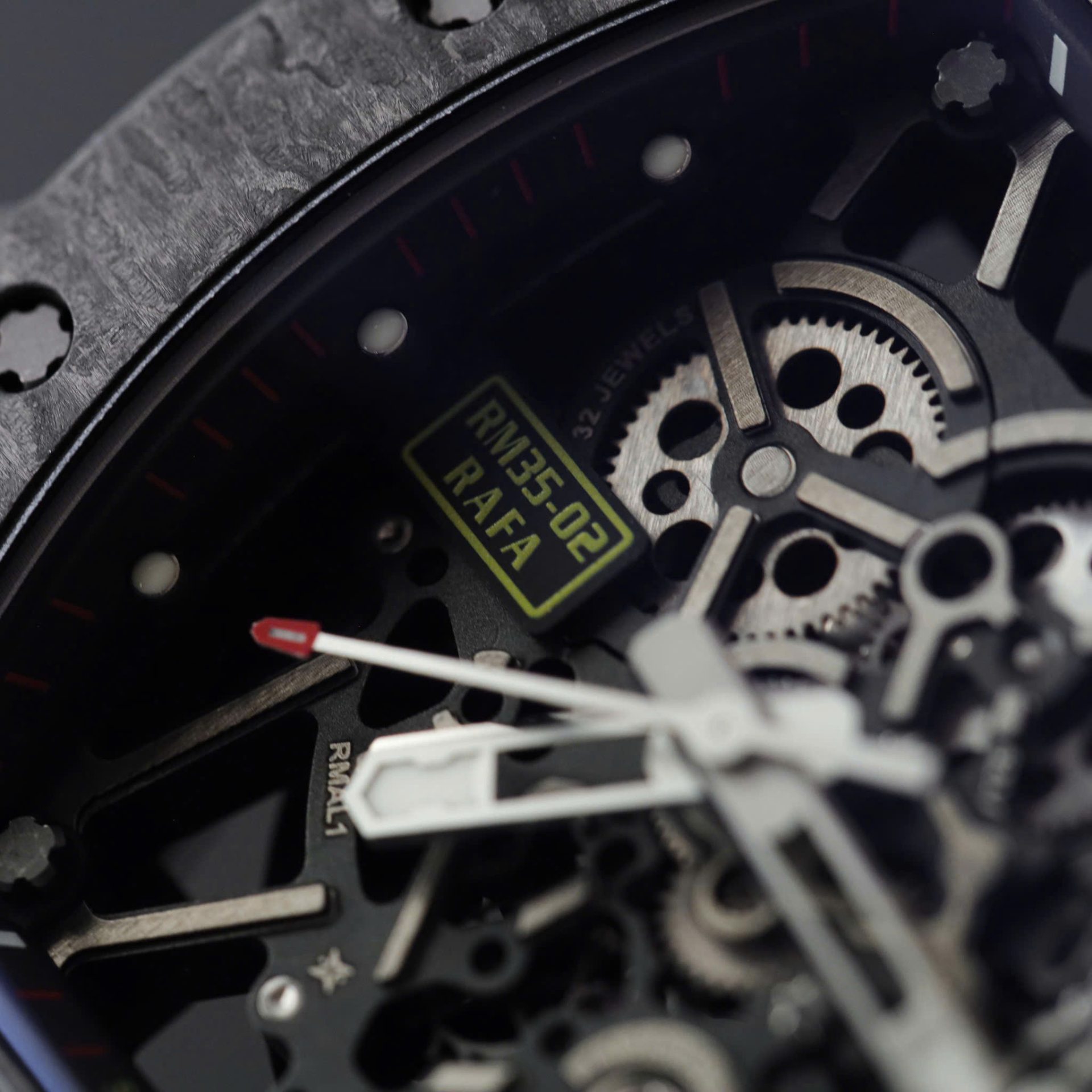 Richard Mille Rm35-02 Red Imitation Watches Carbon Super Light 77 GRams ZF Factoy 44mm