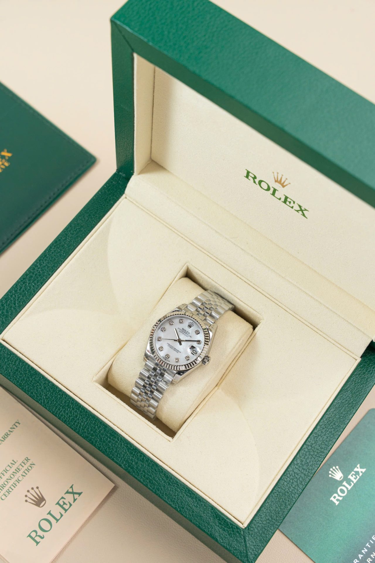 Rolex DateJust Lady Fake Watch Dial Mother Of Pearl Jubilee Strap 31mm