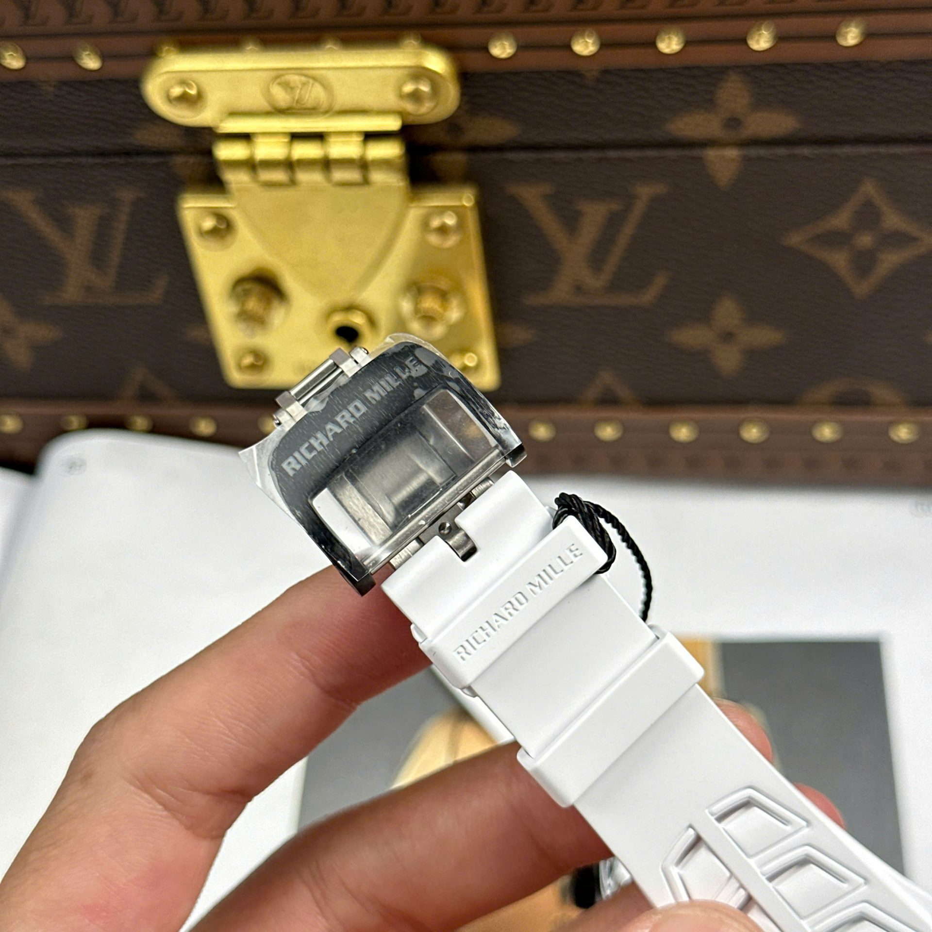 Richard Mille RM35-01 Rafael Nadal Carbon NTPT Best Copies Watches White Rubber Strap ZF Factory 49,9x43mm