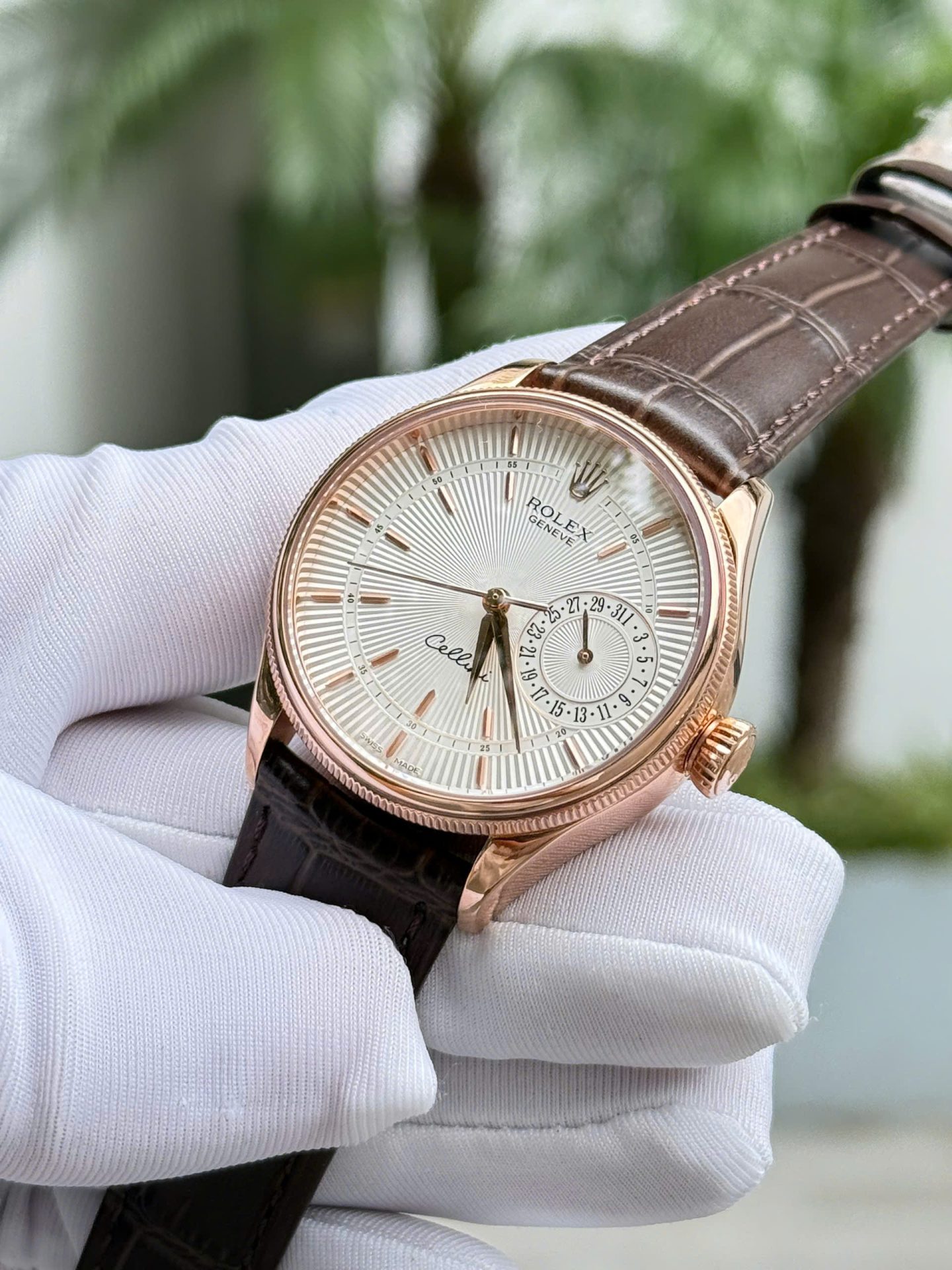 Rolex Cellini 50515 White Dial Replica Watches 18K Gold Wapped Custom 39mm