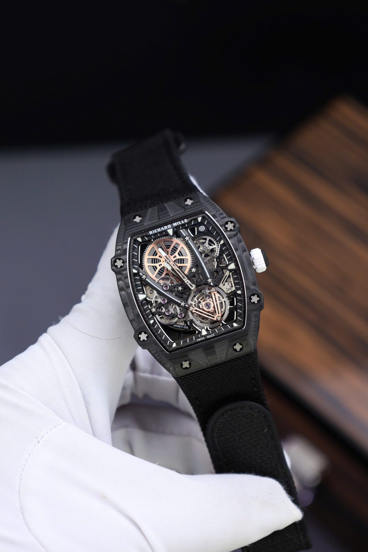 Richard Mille Copies Watches RM27-05 Rafael Nadal Carbon Black 37.25×47.25mm