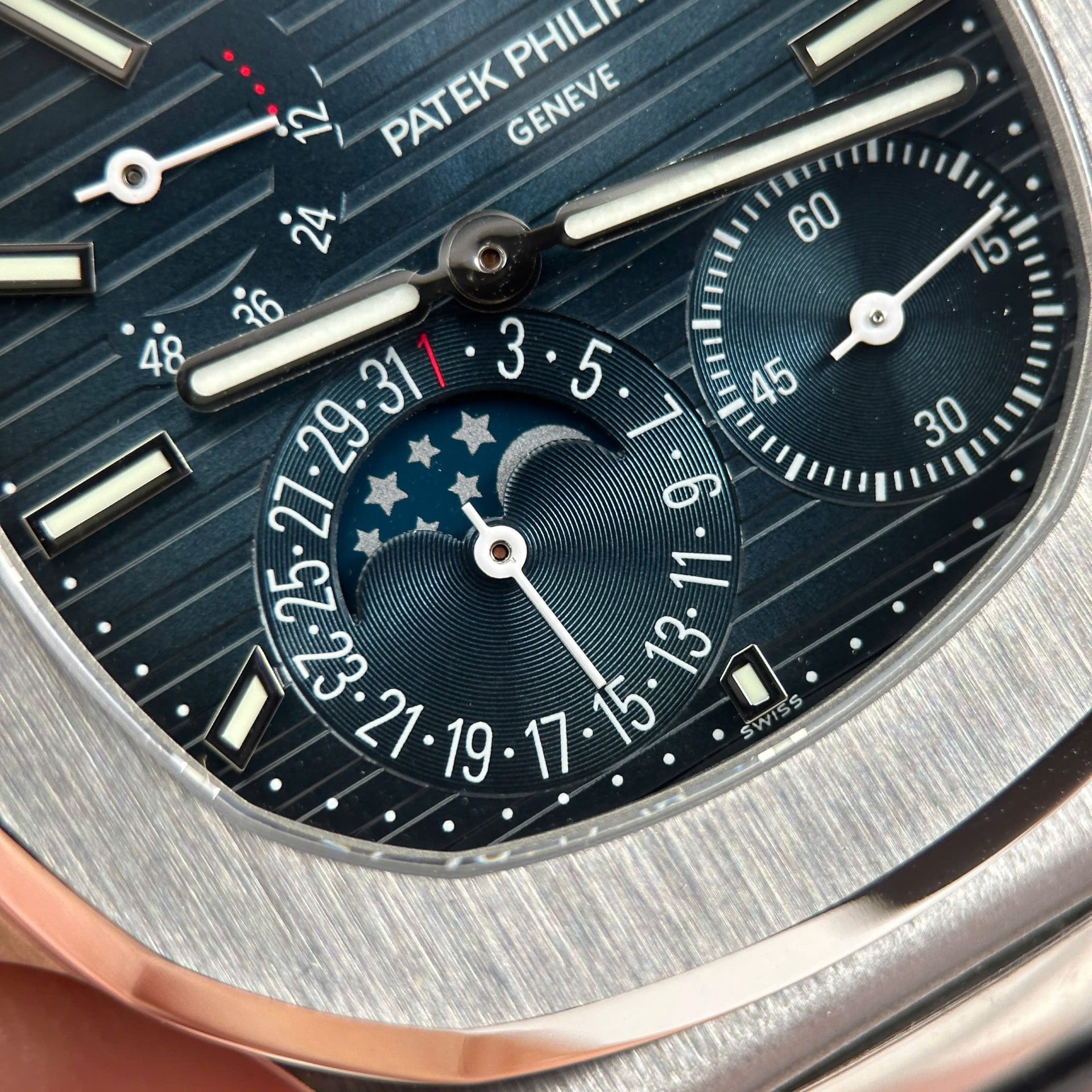 Patek Philippe Nautilus 5712 Copies Watches Blue Dial Leather Strap PPF Factory Version 3 40mm