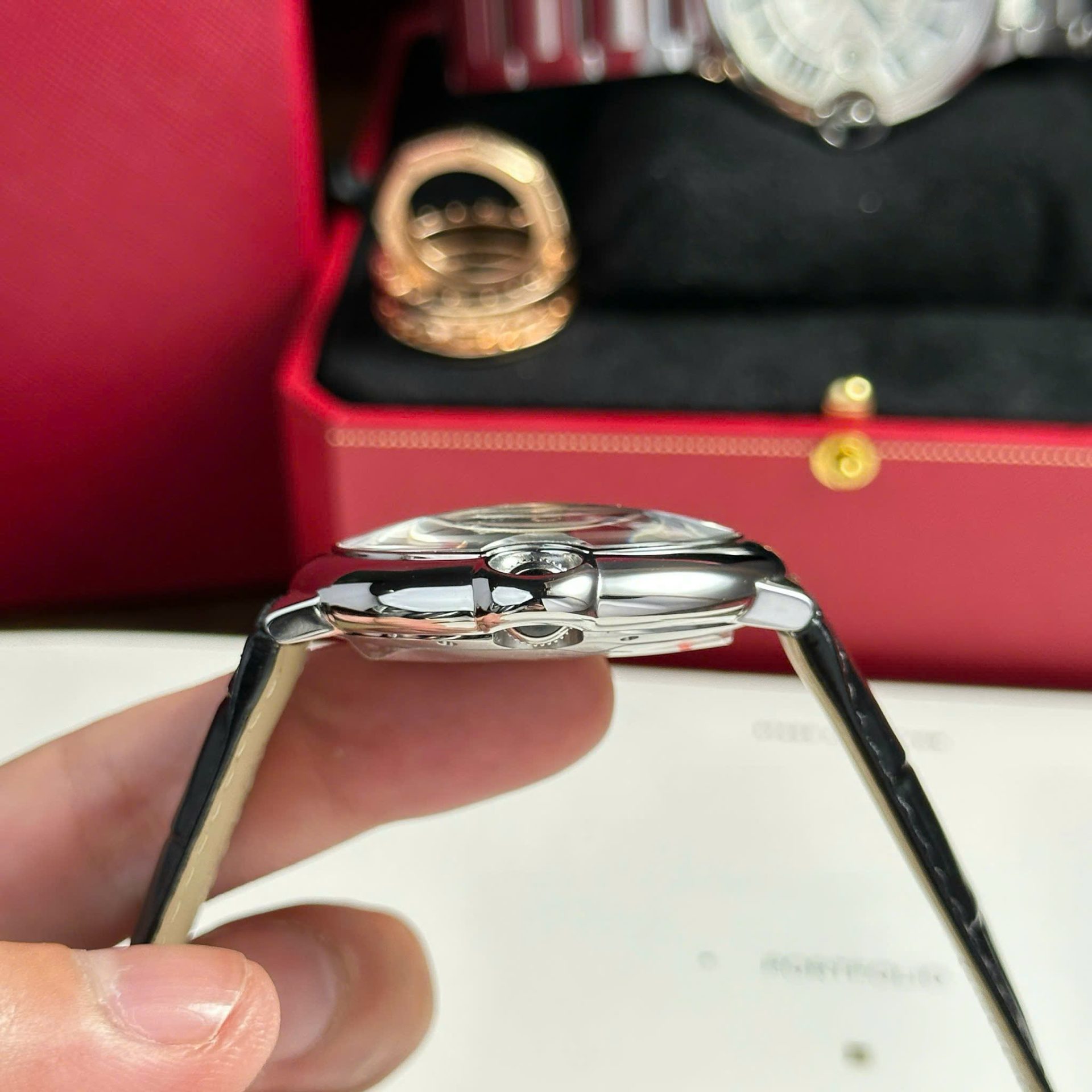 Cartier Ballon Bleu Replica Watch Dial White Leather Strap AF Factory 42mm