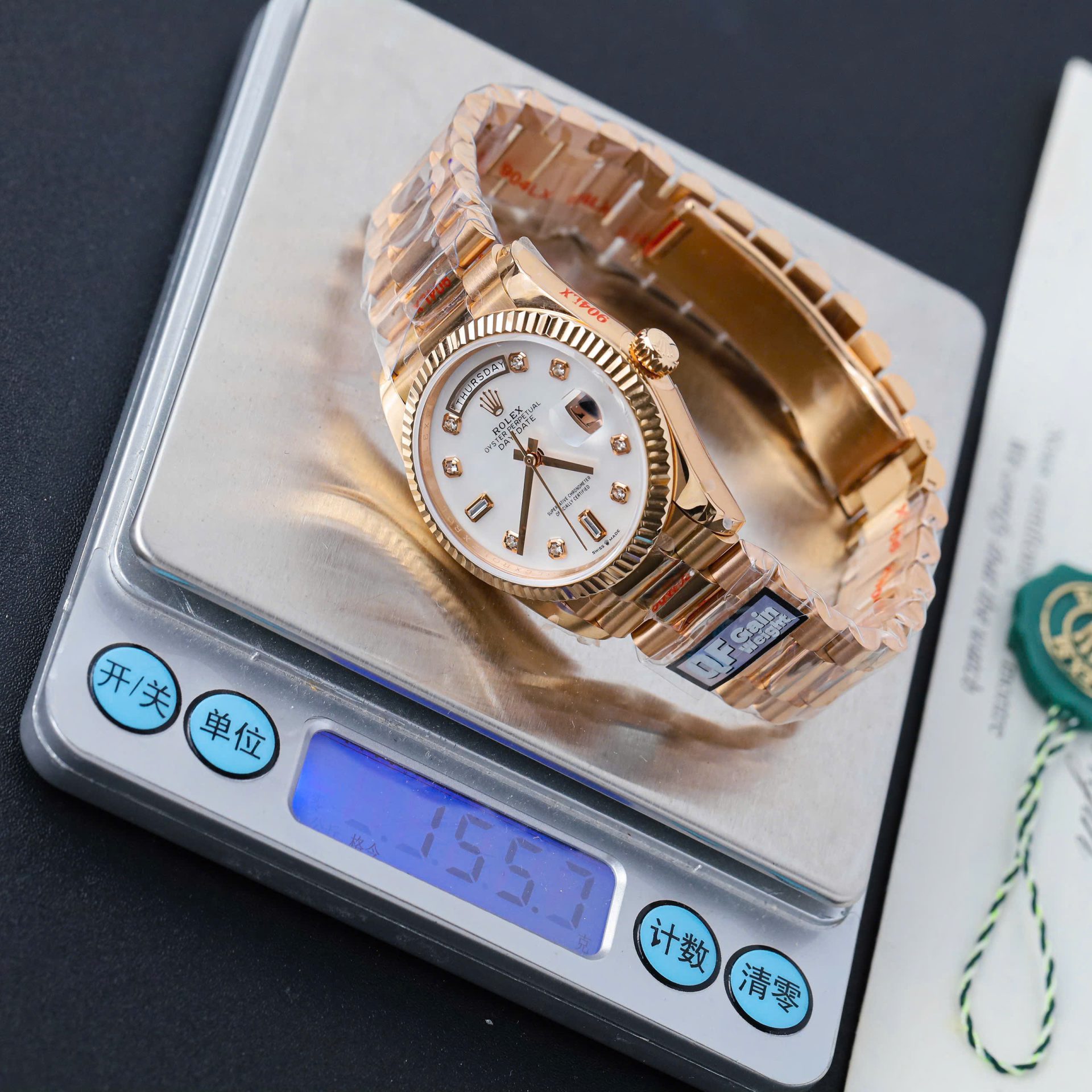 Rolex Day-Date 128235 Knock Off Watches MOP Dial Weight 156 Grams QF Factory 36mm