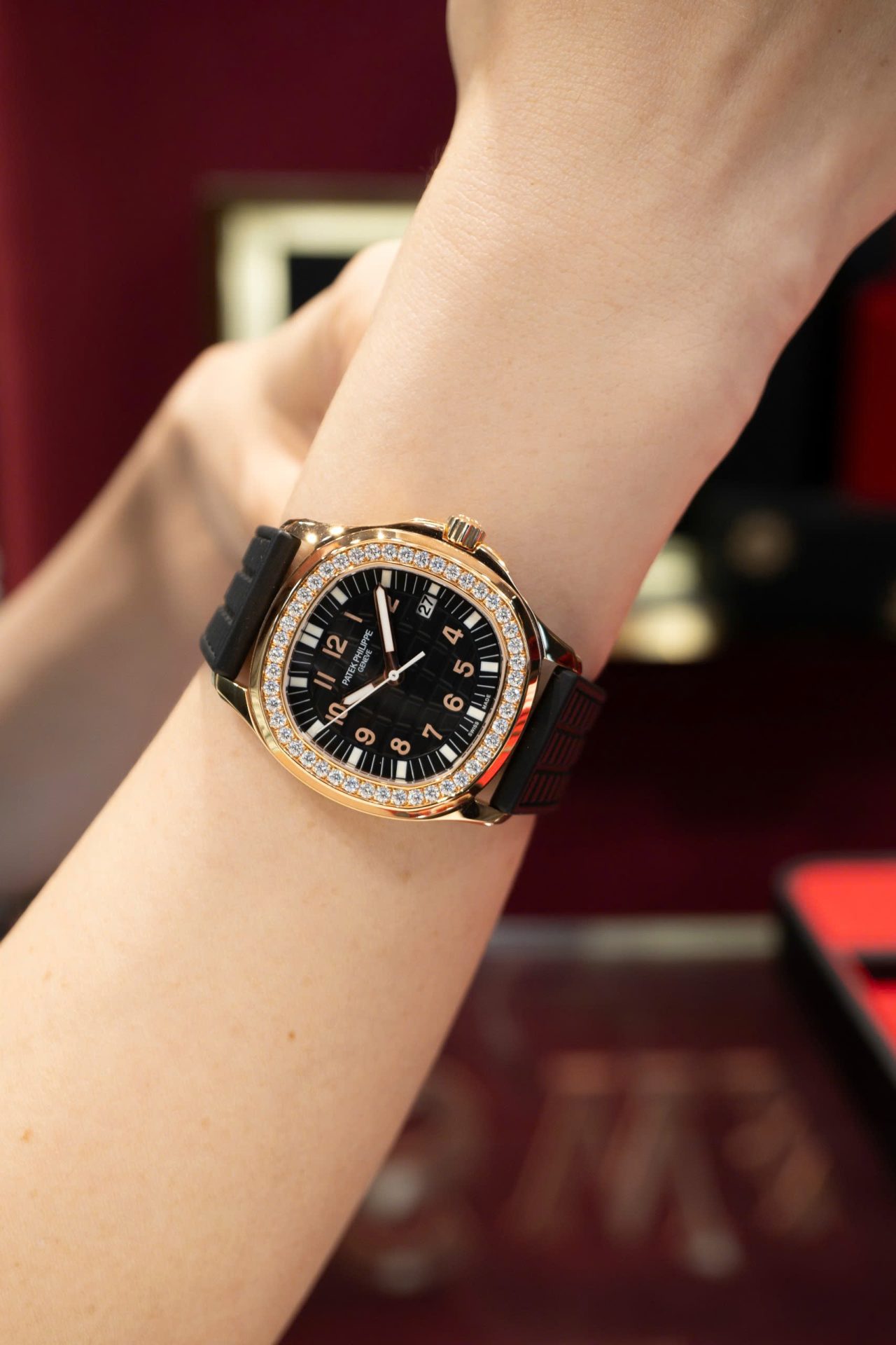 Patek Philippe Aquanaut 5067 Replica Watch Bezel Moissanite Diamonds PPF Factory 35.6mm