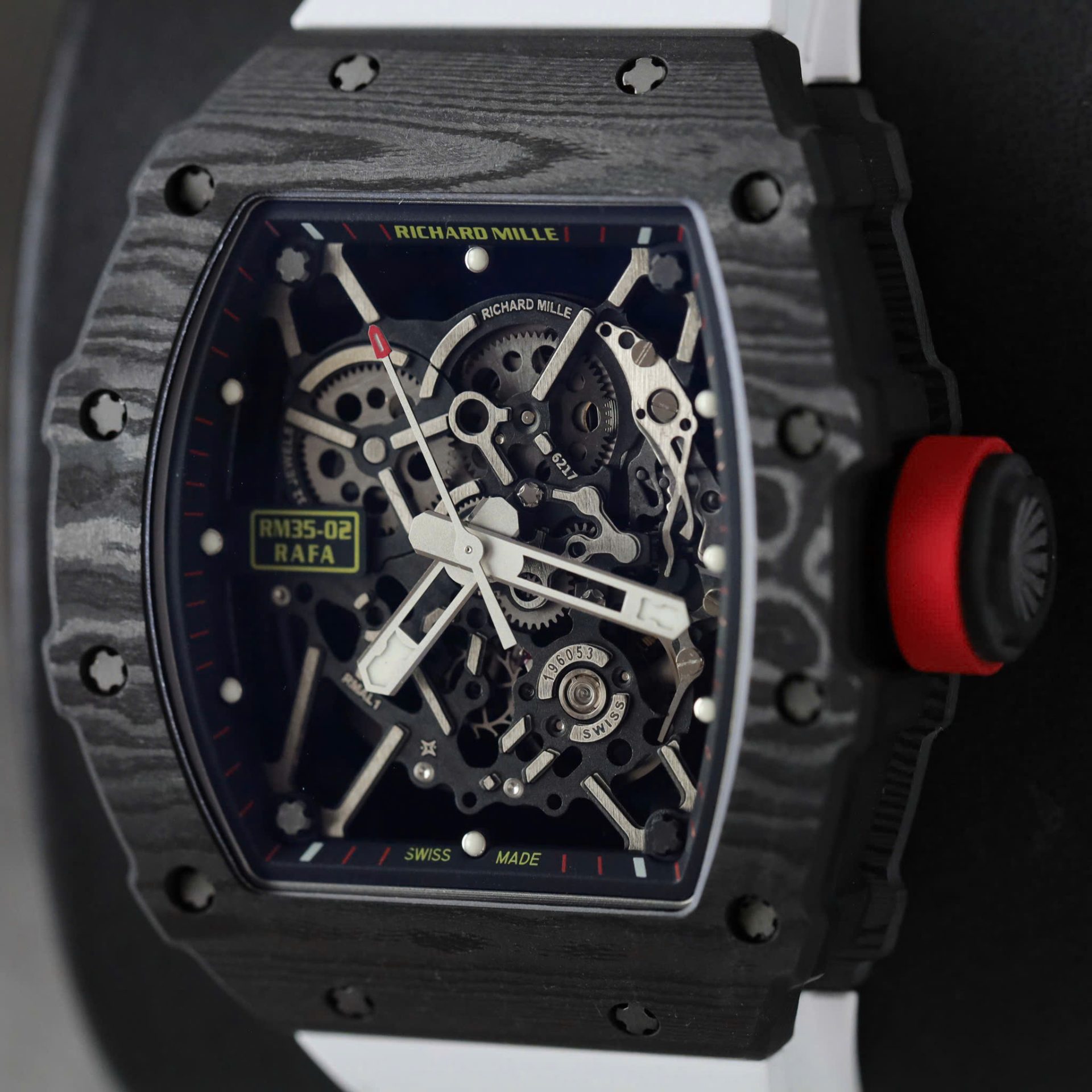 Richard Mille RM35-02 Knock Off Watches Carbon Super Light Rubber Strap Red ZF Factoy 44mm