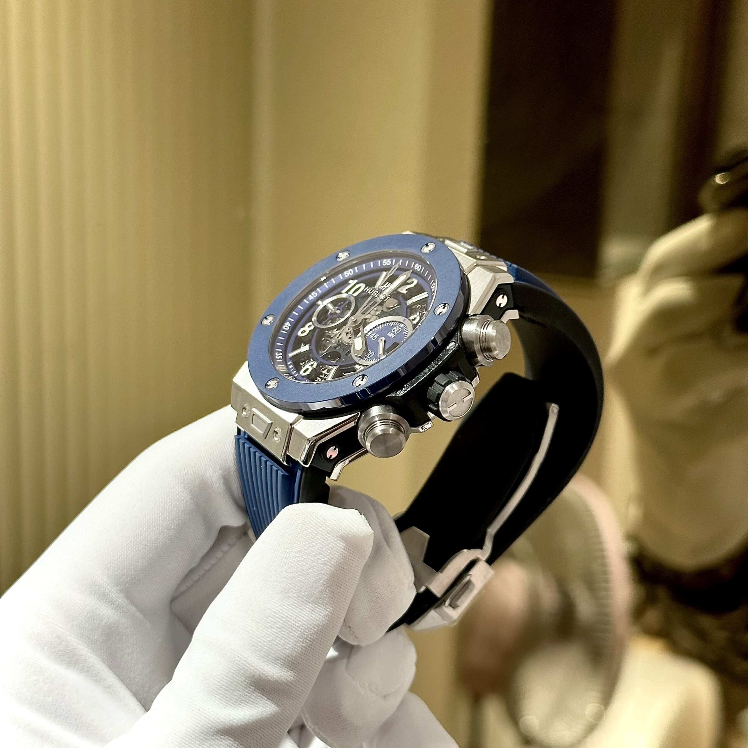 Hublot Replica Watch Big Bang Unico Blue Rubber Strap Factory BBF 44mm