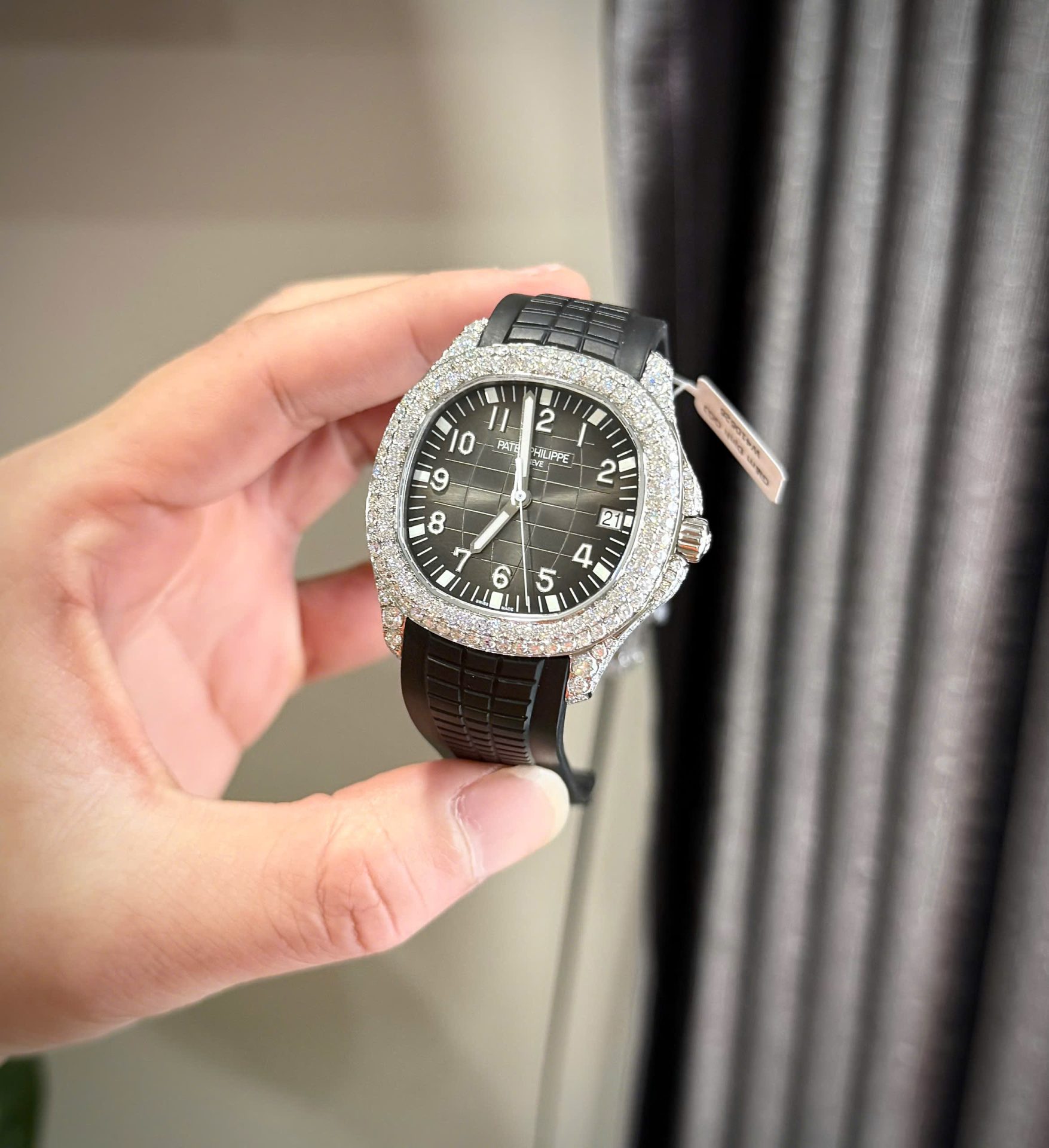 Patek Philippe Aquanaut 5167 Dial Gray Replica Watch Custom Moissanite Diamonds 40mm