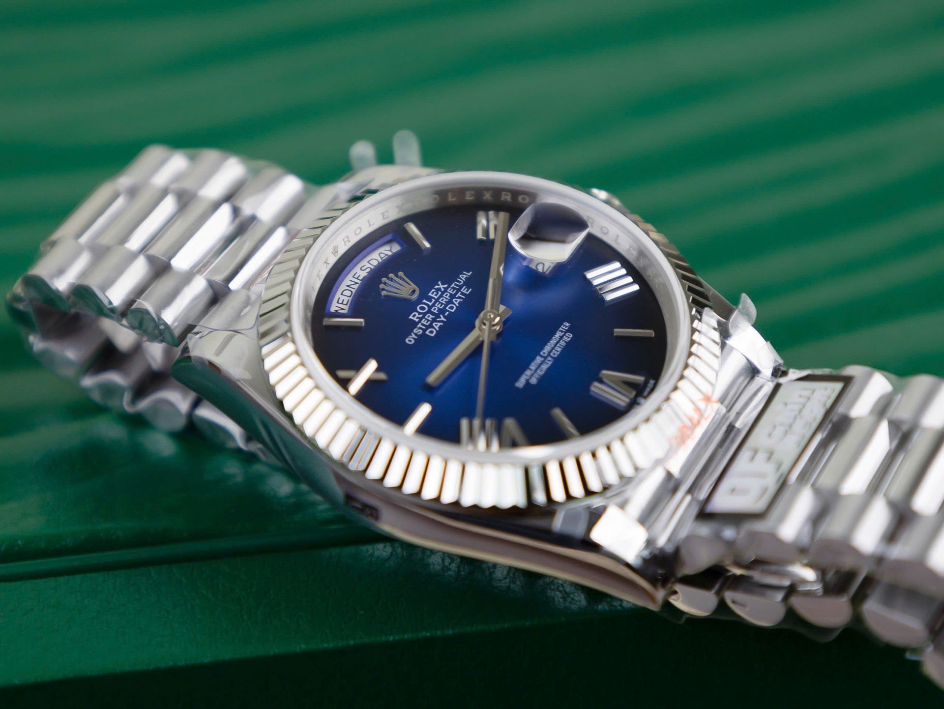 Rolex Day-Date 228239 Replica 11 Watch Dial Blue Ombre Weight 186 Grams QF 40mm