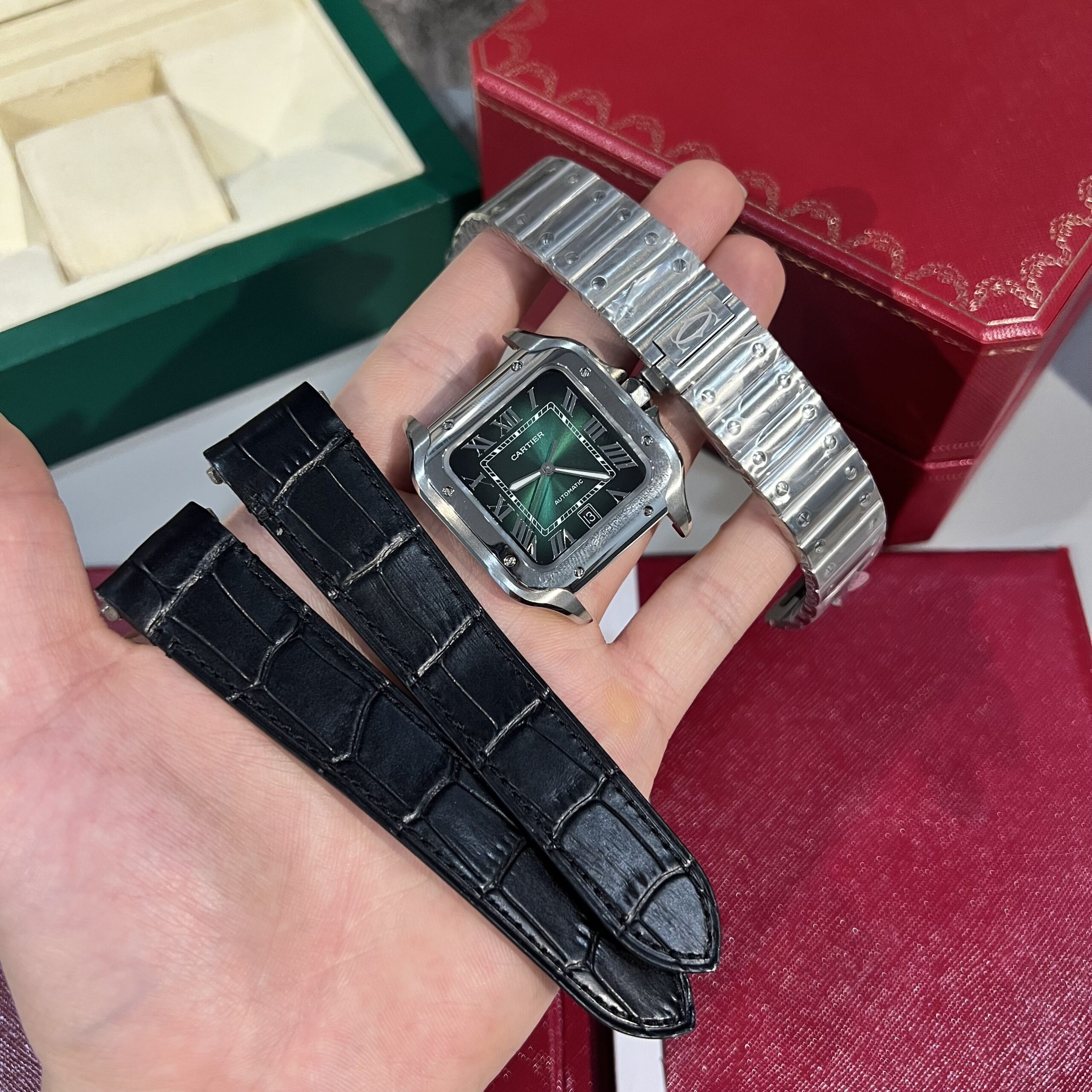 CARTIER SANTOS WSSA0062 REPLICA 1:1 GREEN DIAL BV FACTORY 39.8MM