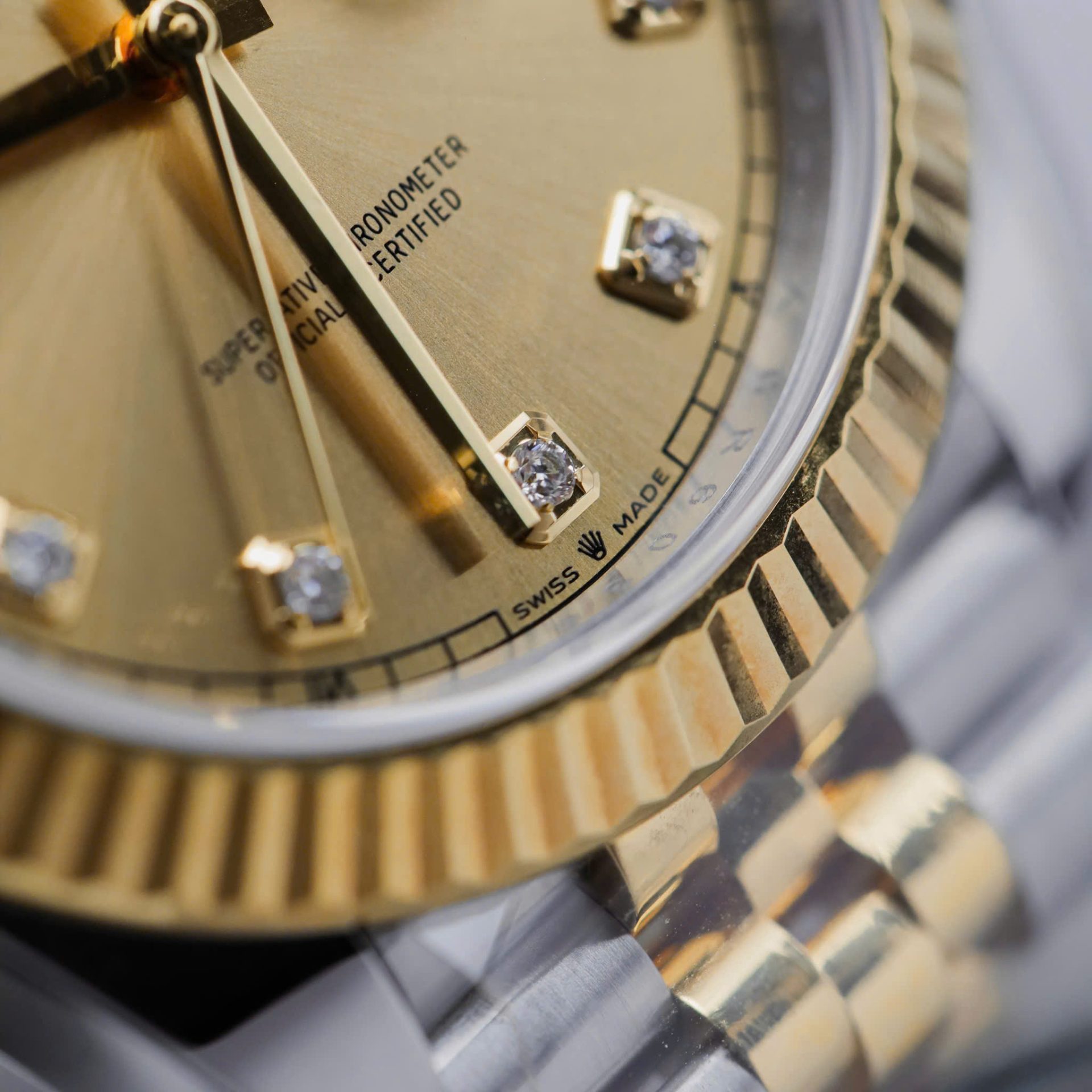 Rolex DateJust Copies Watches Yellow Champagne Dial Moissanite Diamonds Clean Factory 41mm