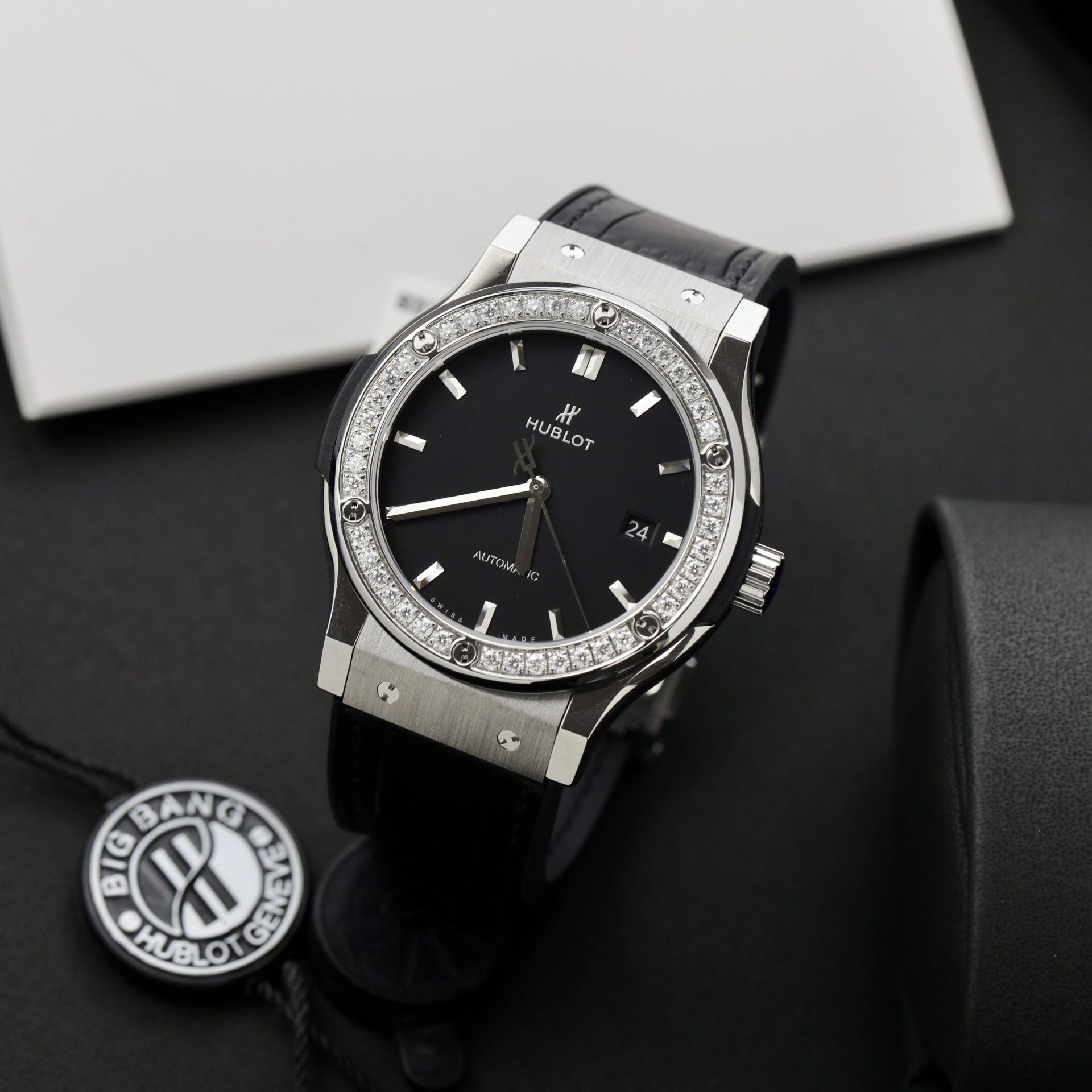 Hublot Replica 11 Watch Classic Fusion Face Black Moissanite Diamond APS Factory 42mm