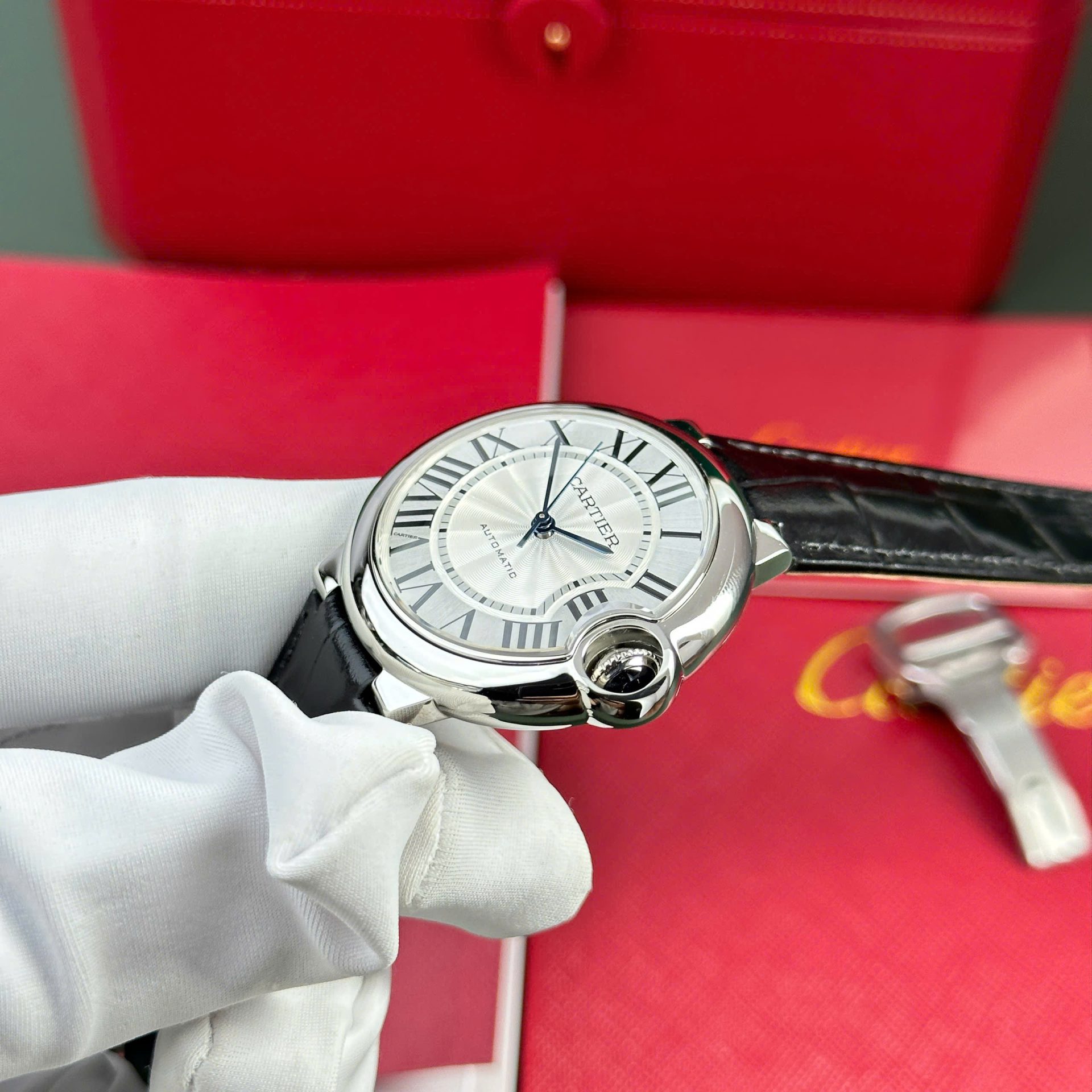 Cartier Ballon Bleu Replica 11 Watch White Dial Leather Strap AF Factory 36mm